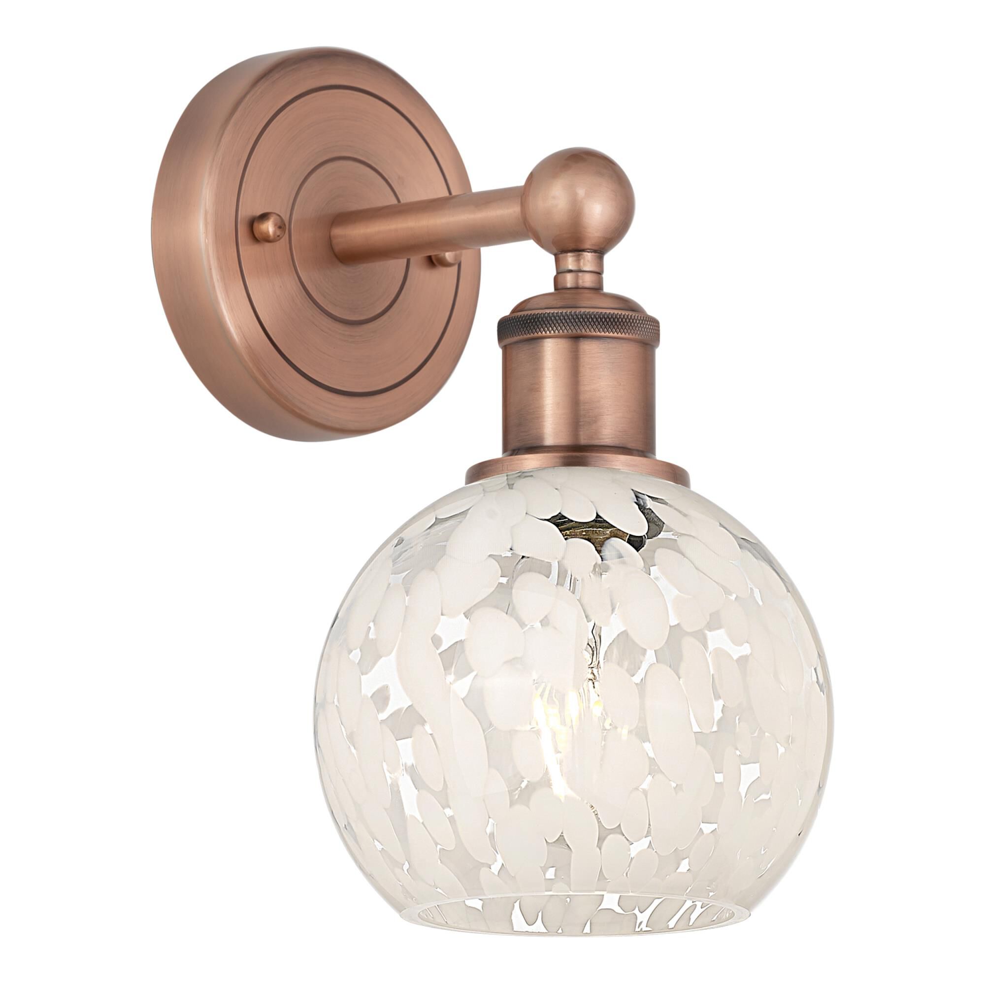 Shown in Antique Copper finish and White Mouchette glass