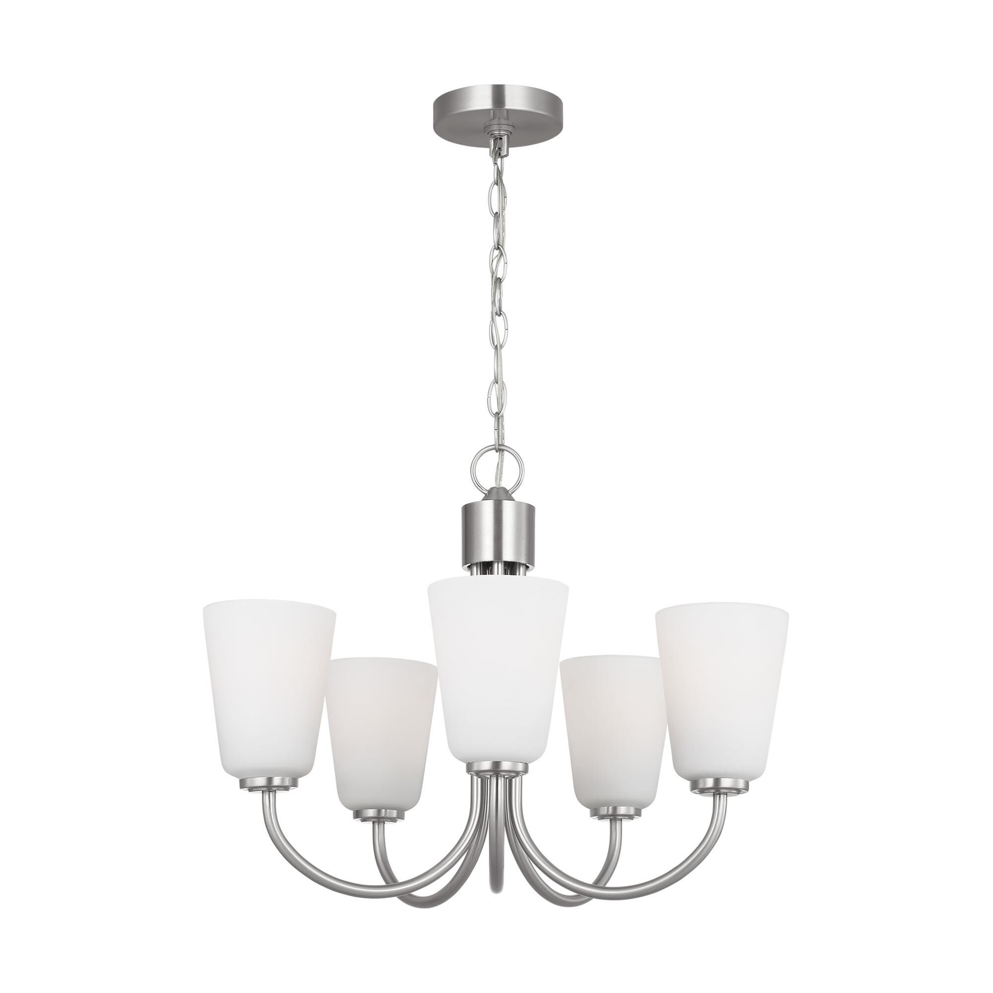 Shown in Brushed Nickel finish and Etched Painted White Inside glass