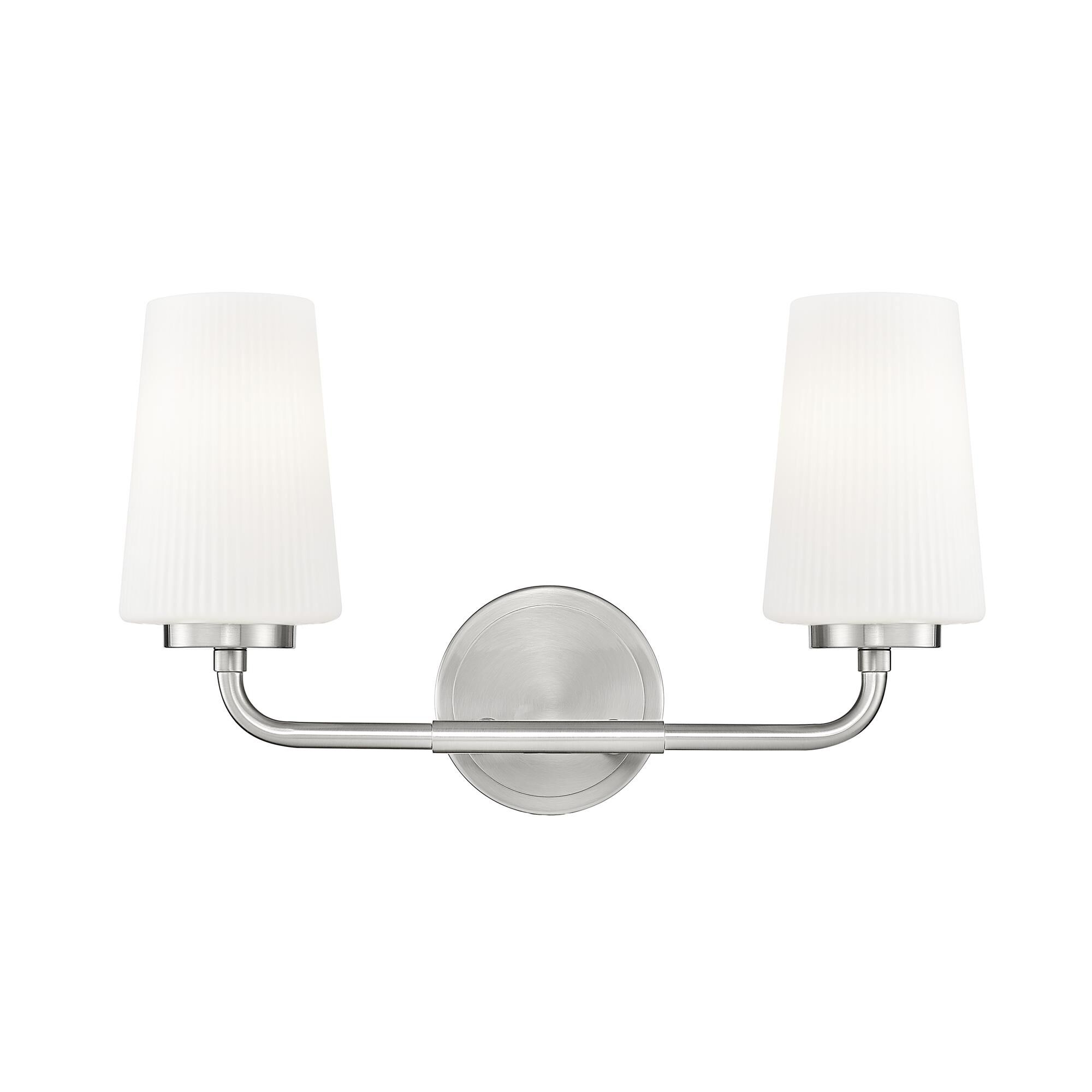 Shown in Brushed Nickel finish and Matte Opal glass and Matte Opal shade