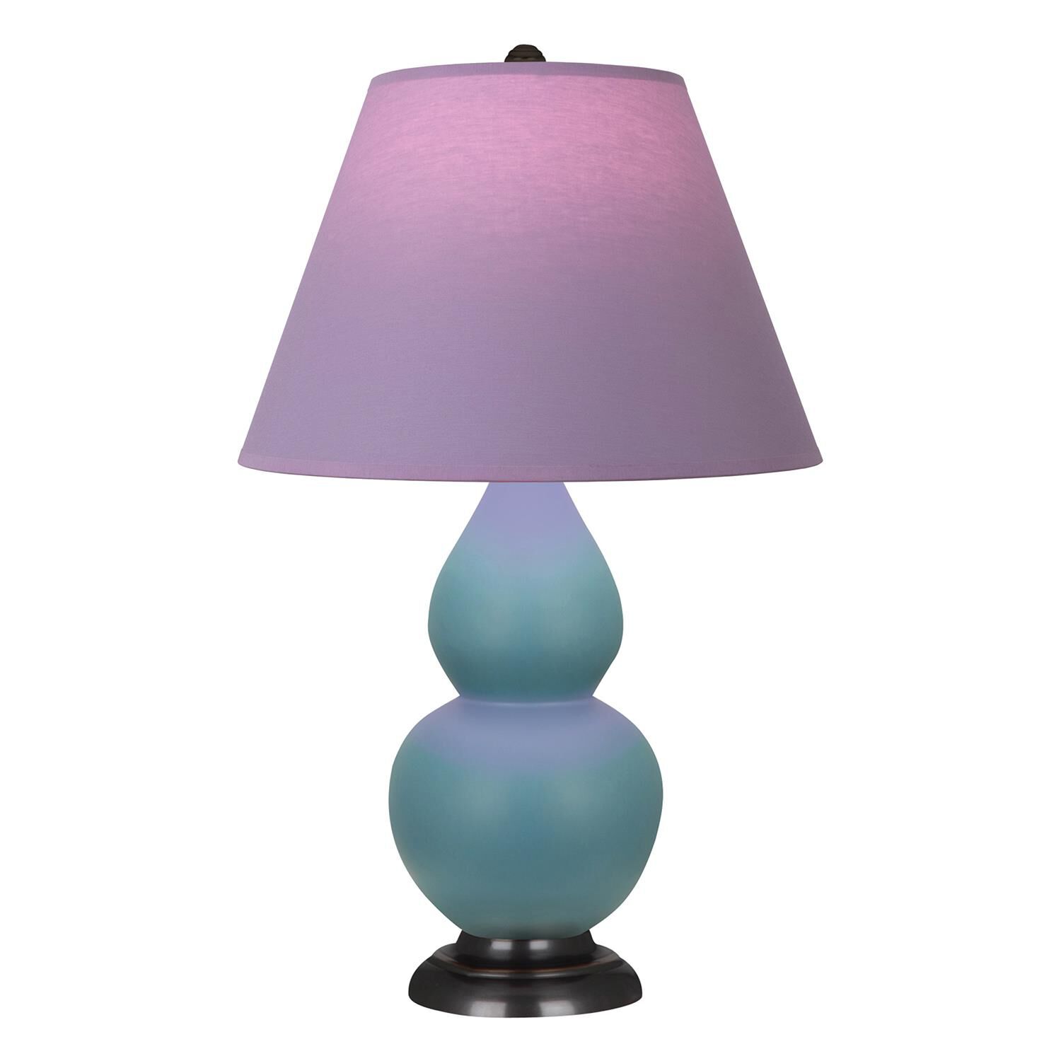 Shown in Matte Steel Blue finish and Lavender and Plum shade and Bronze accent