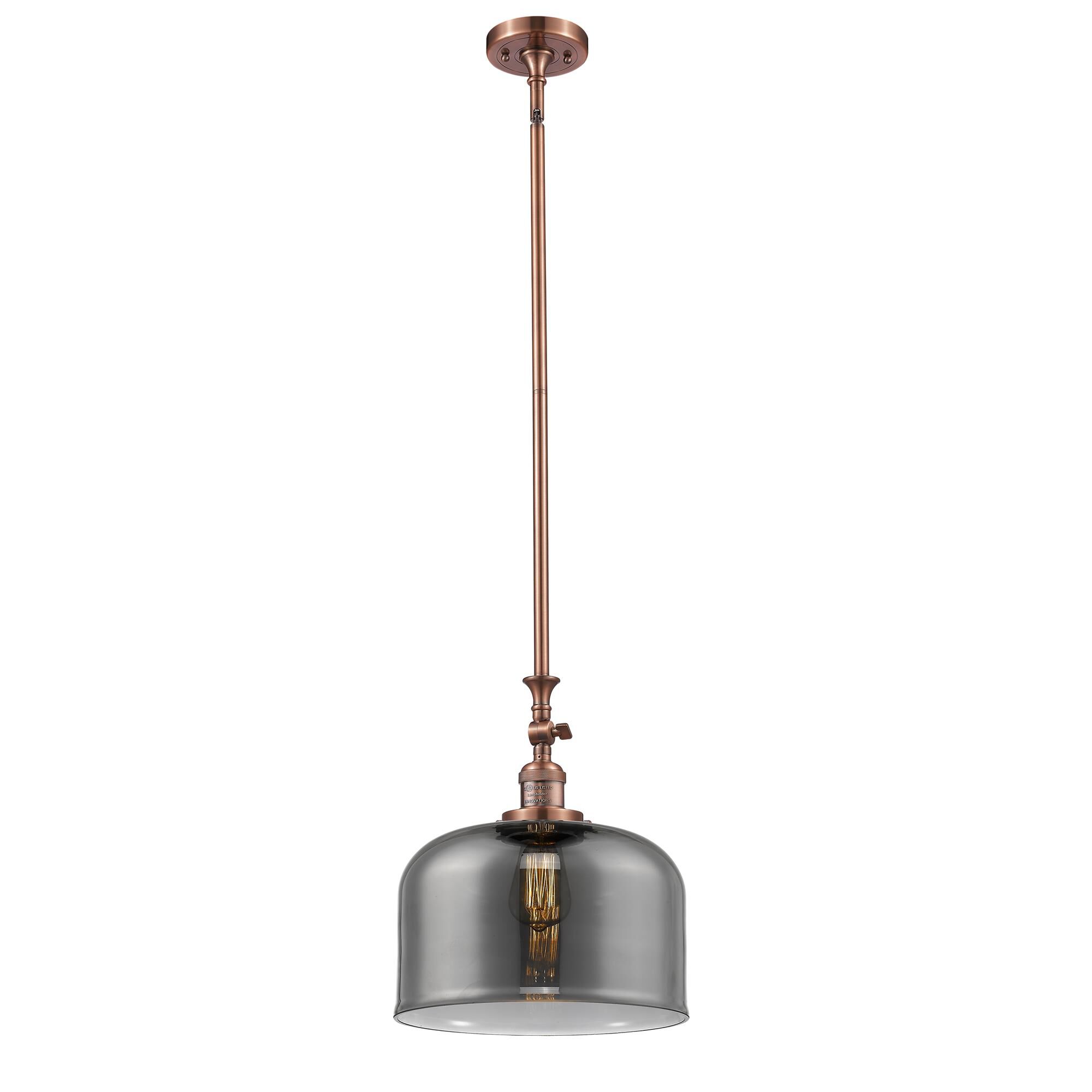 Shown in Antique Copper finish and Plated Smoke glass
