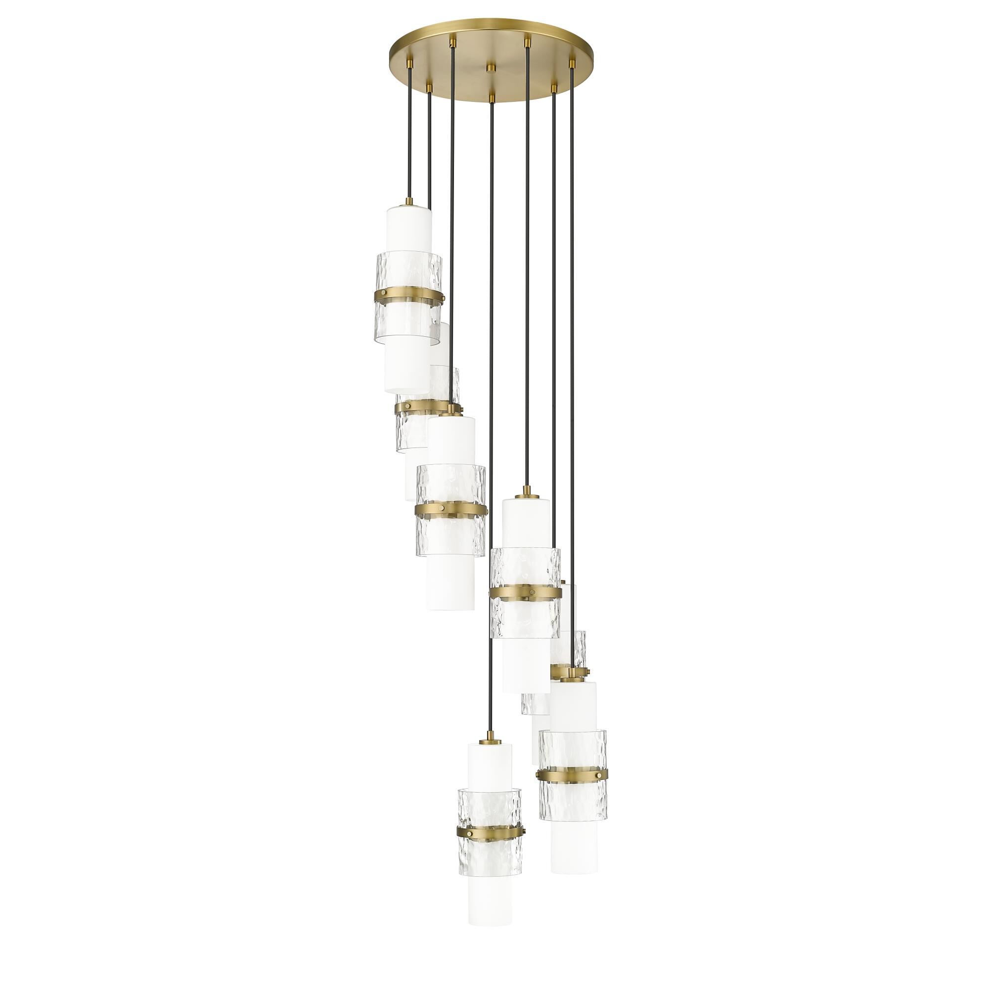 Shown in Modern Gold finish and Clear and Etched Opal glass