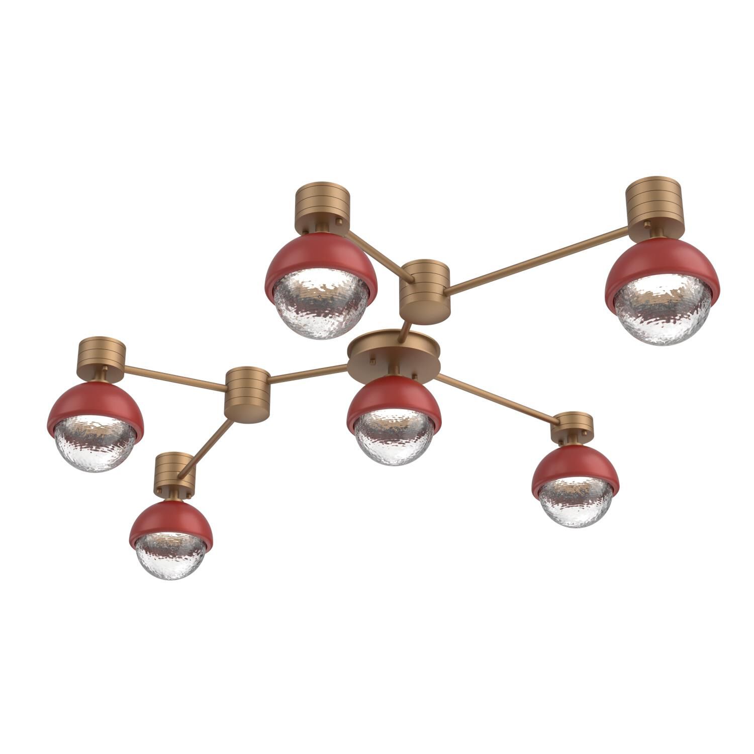 Shown in Novel Brass finish and Clear glass and Cinnamon Red accent