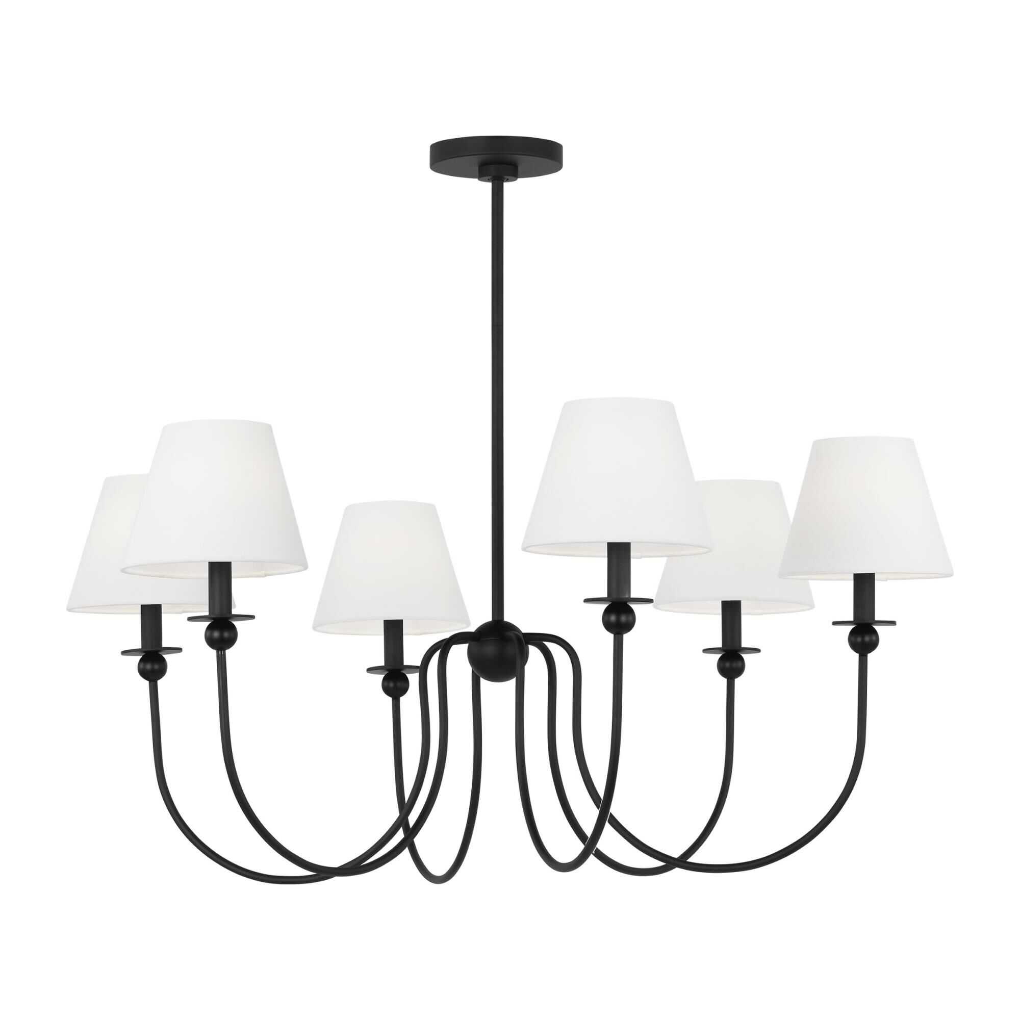 Shown in Midnight Black finish and White Linen shade