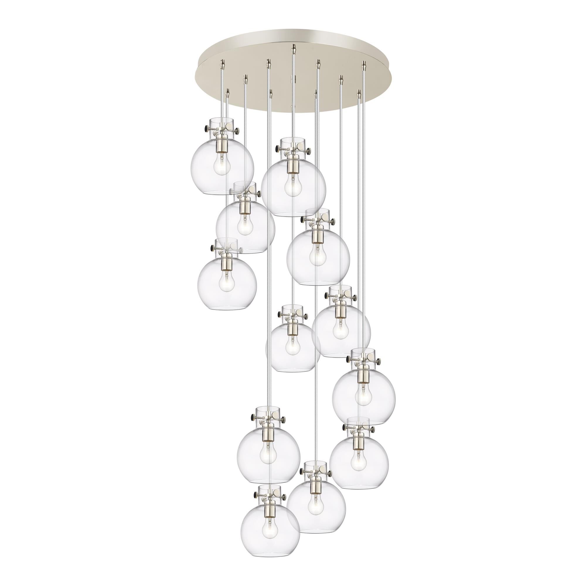 Shown in Polished Nickel finish and Clear glass and Clear Glass shade