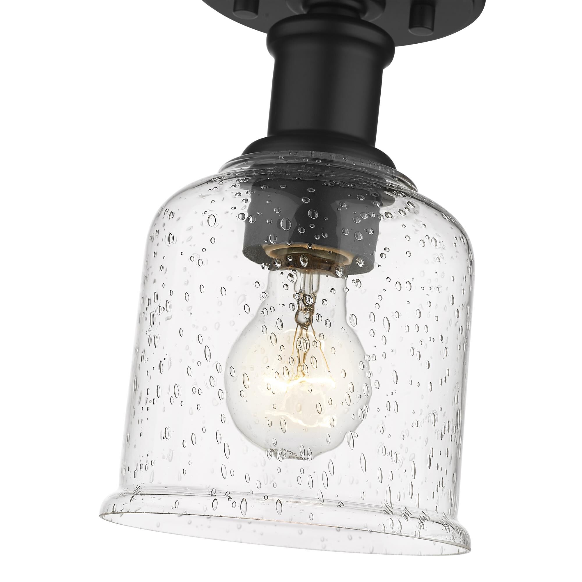 Shown in Matte Black finish and Clear Seedy glass