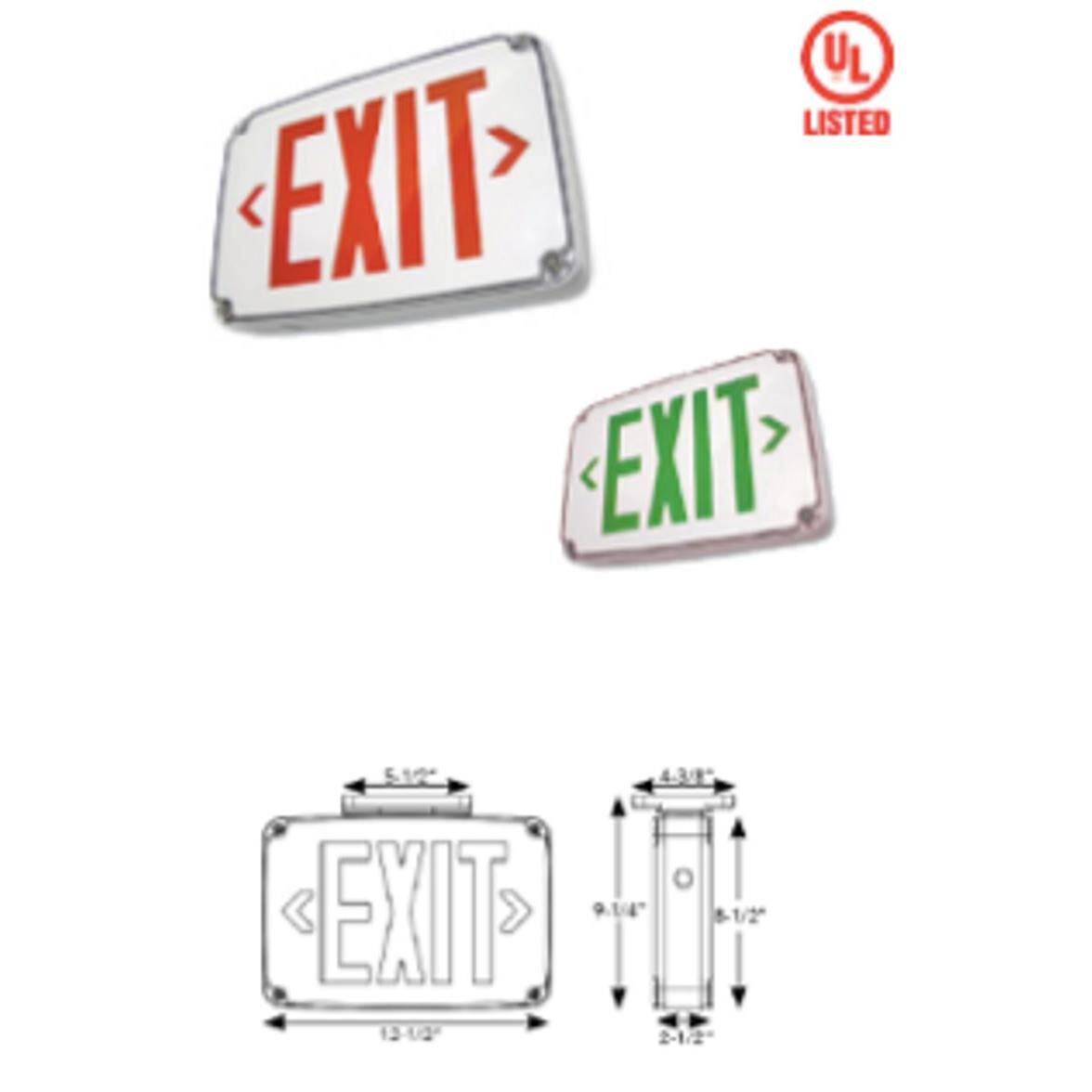 9 Inch 12 Inch Outdoor Rated 3 Watt Emergency & Exit Sign Lights LED by Westgate