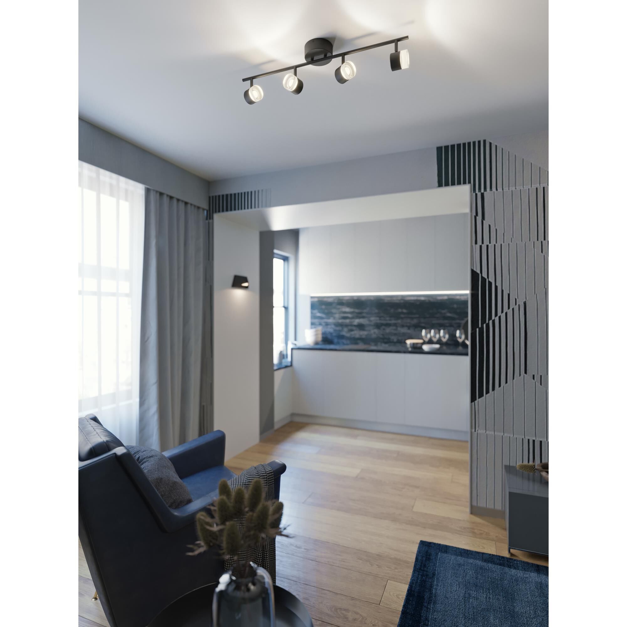 Shown in Black finish and Frosted glass