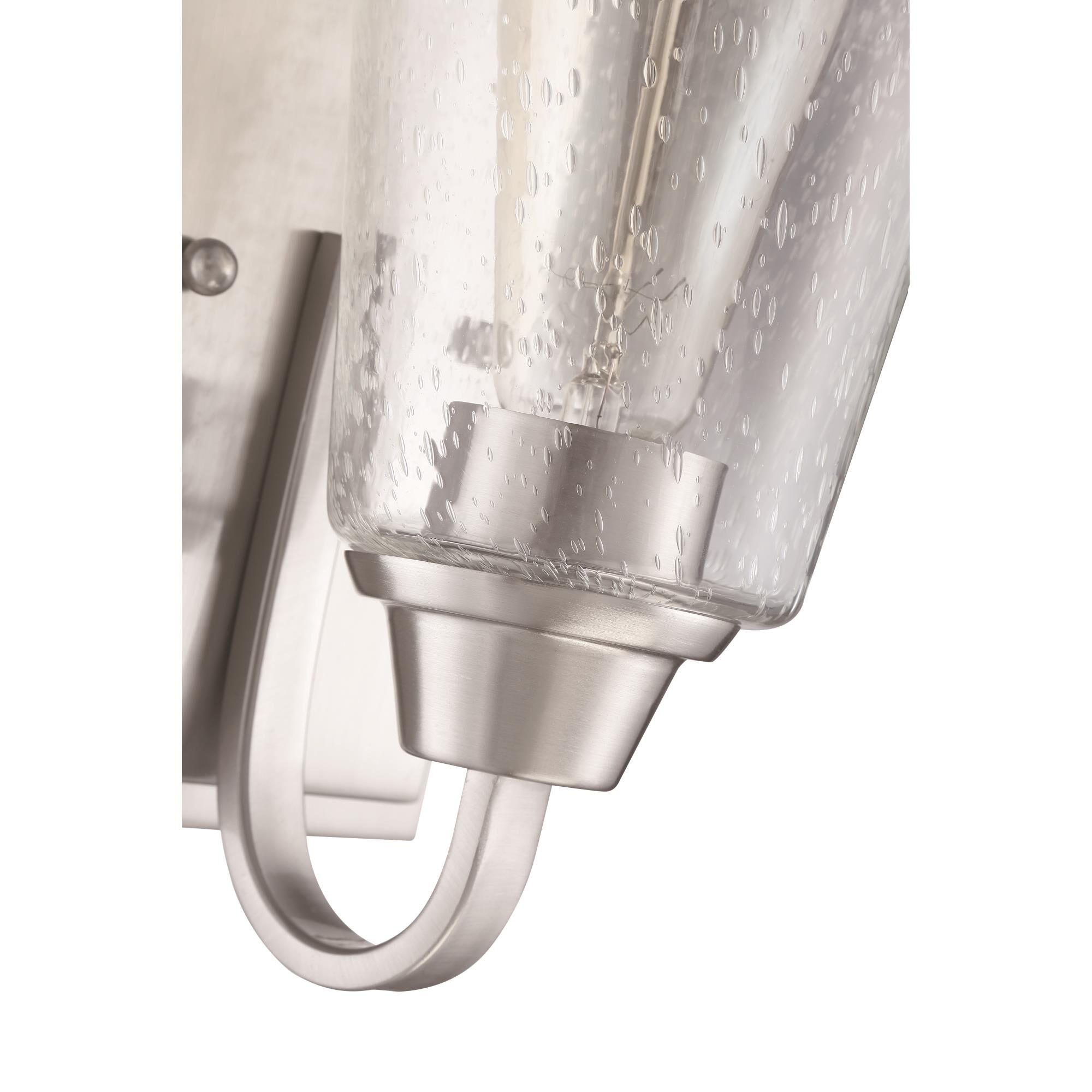 Shown in Brushed Polished Nickel finish and Clear Seeded glass and Glass shade