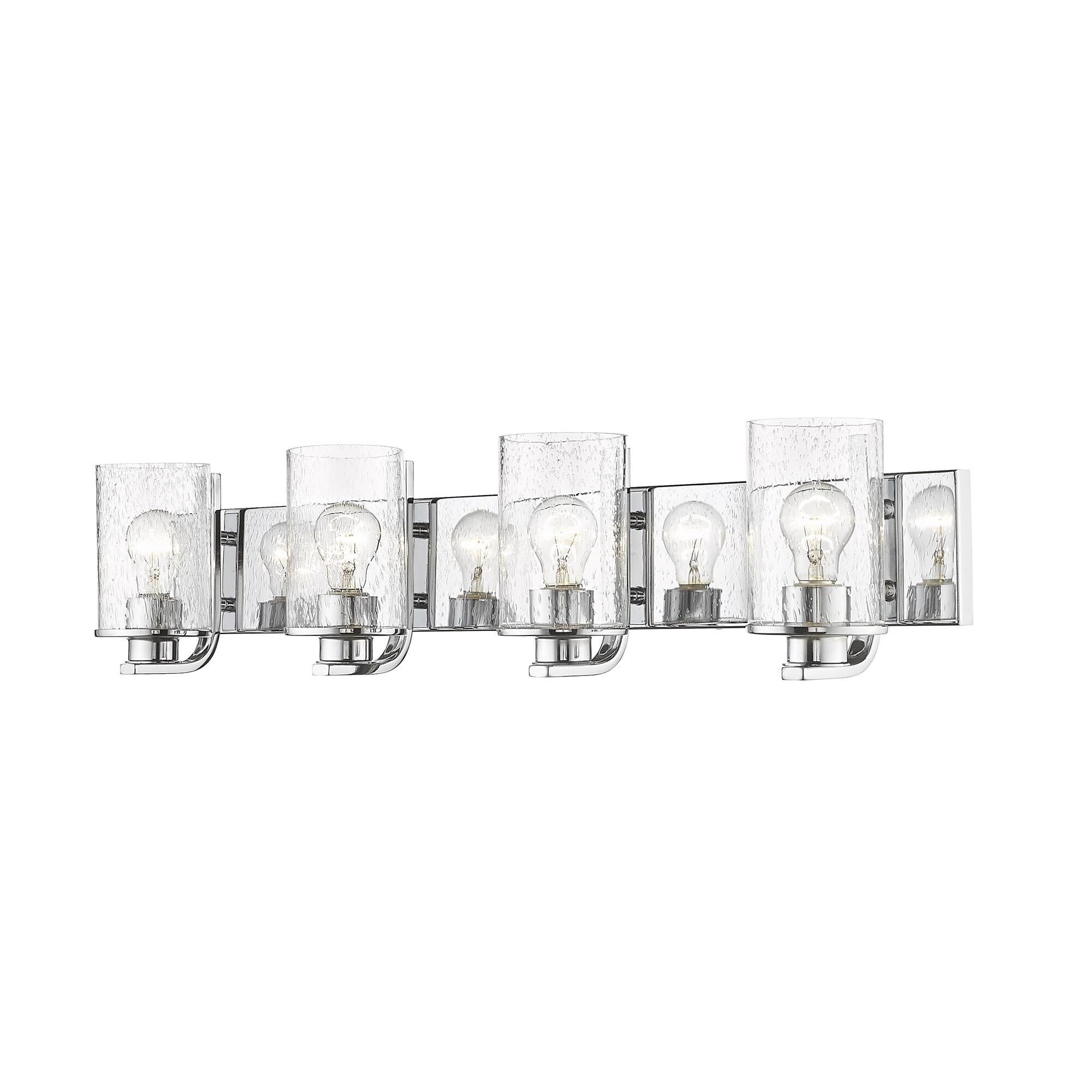 Shown in Chrome finish and Glass shade