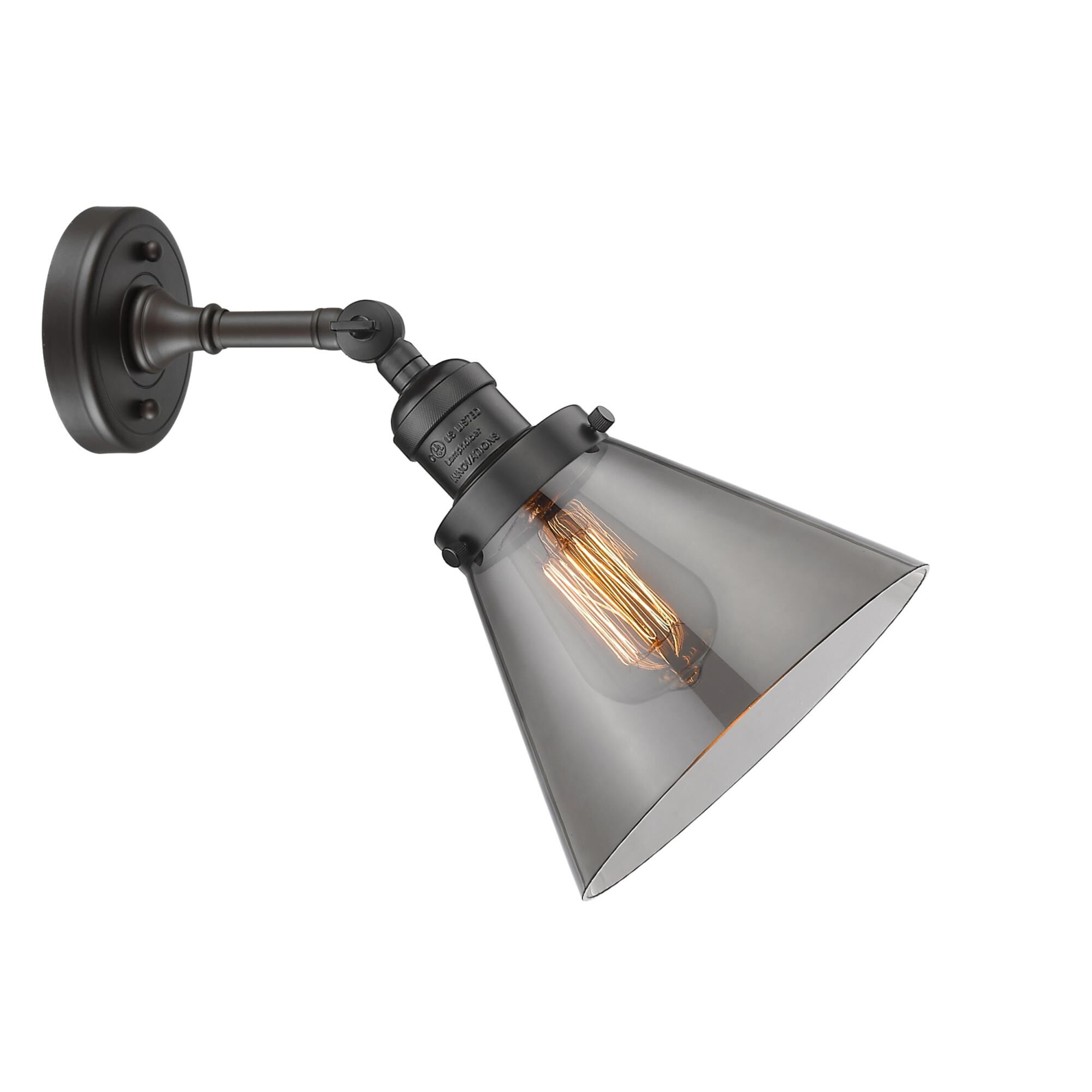 Shown in Oil Rubbed Bronze finish and Smoked glass and None accent