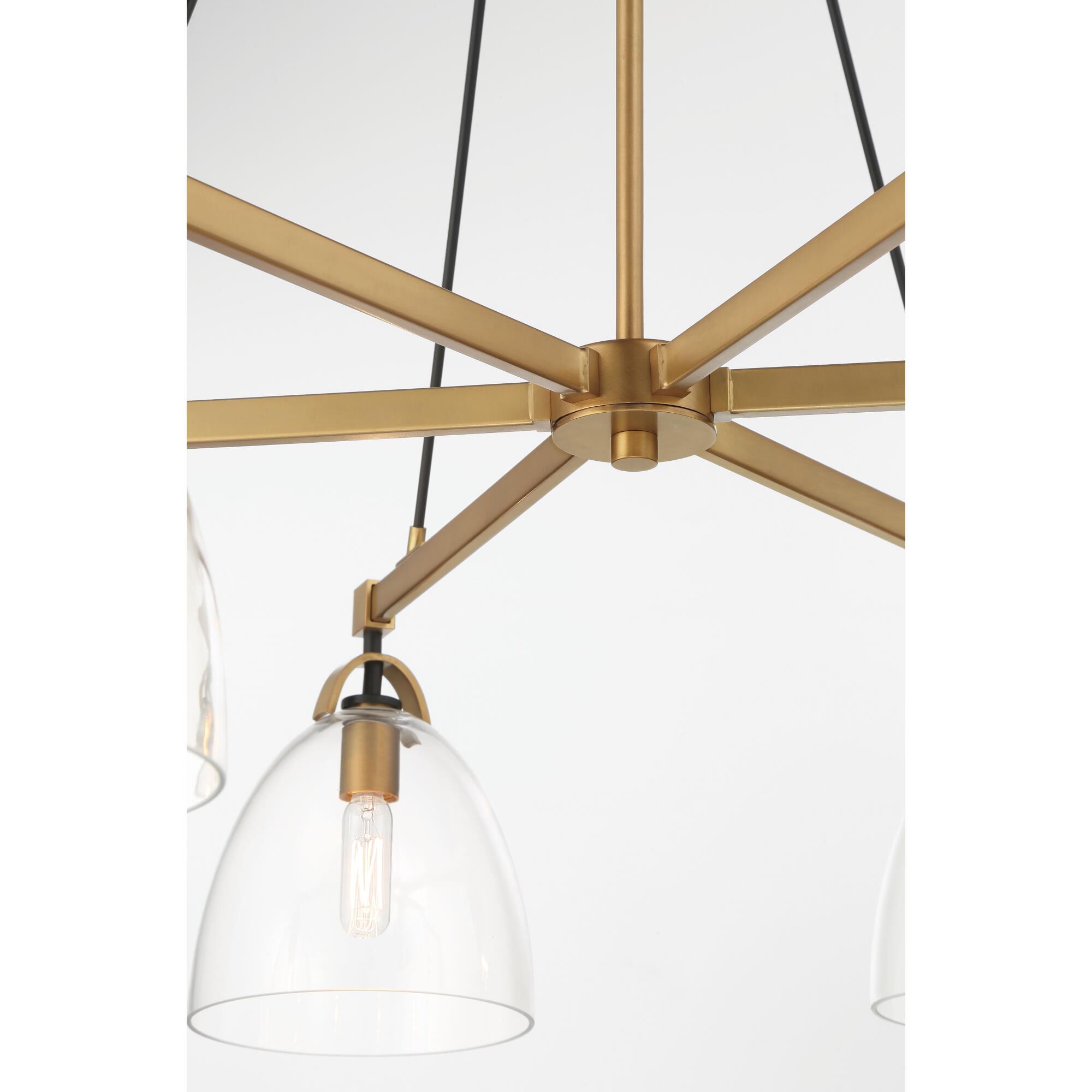 Shown in Legacy Brass & Matte Coal finish and Clear glass and Glass shade