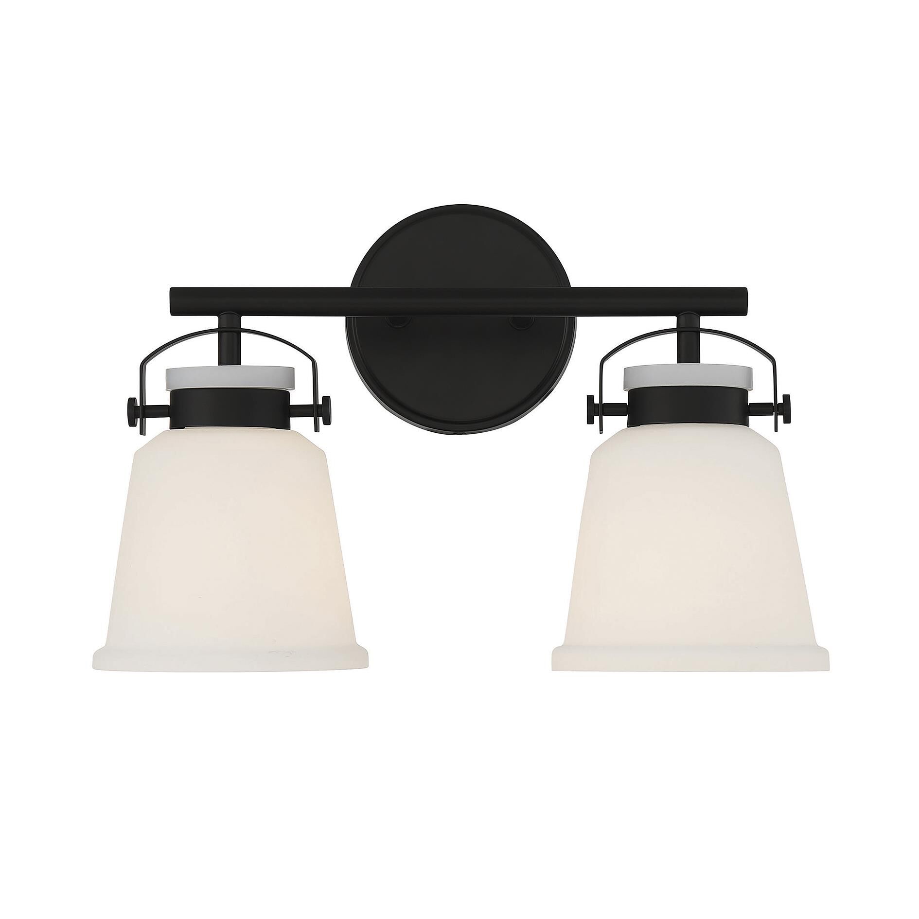 Shown in Matte Black finish and White Opal glass and Glass shade