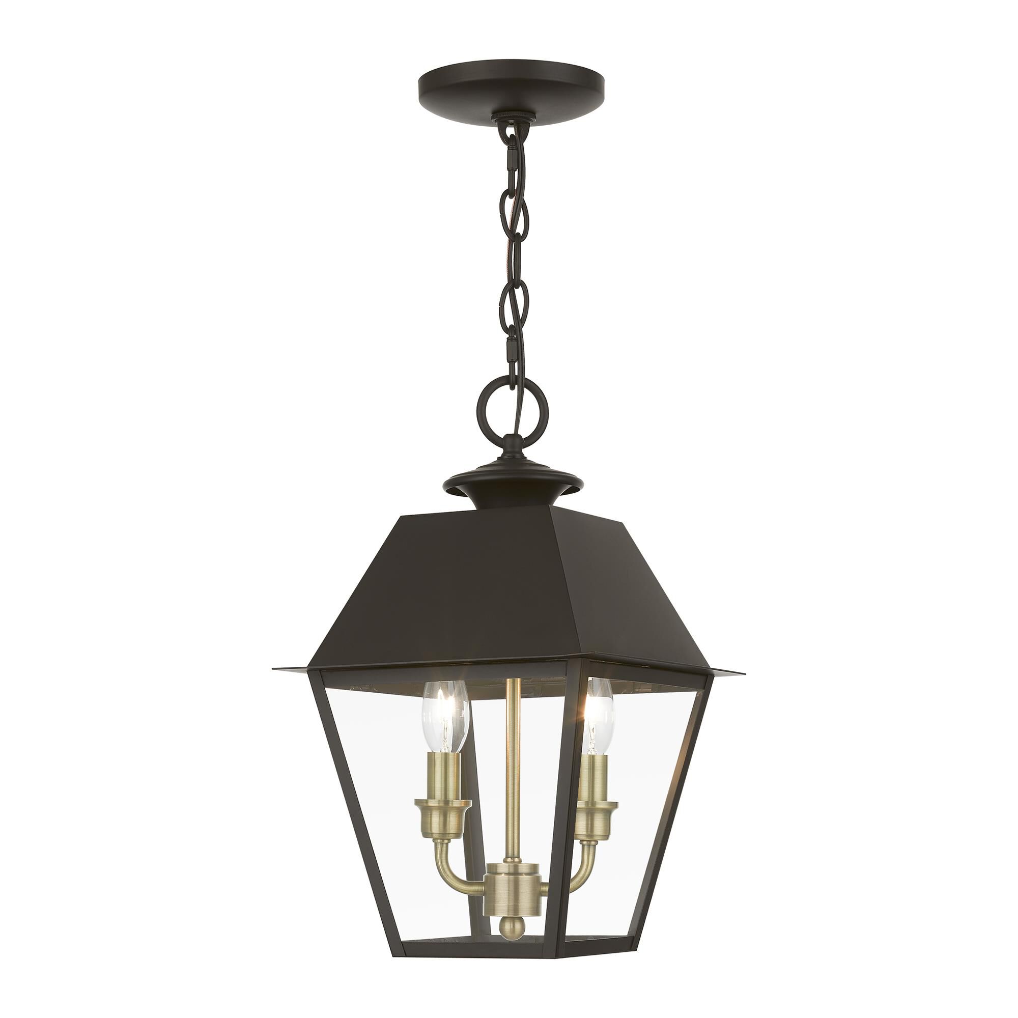 Shown in Bronze with Antique Brass Finish Cluster finish and Clear glass