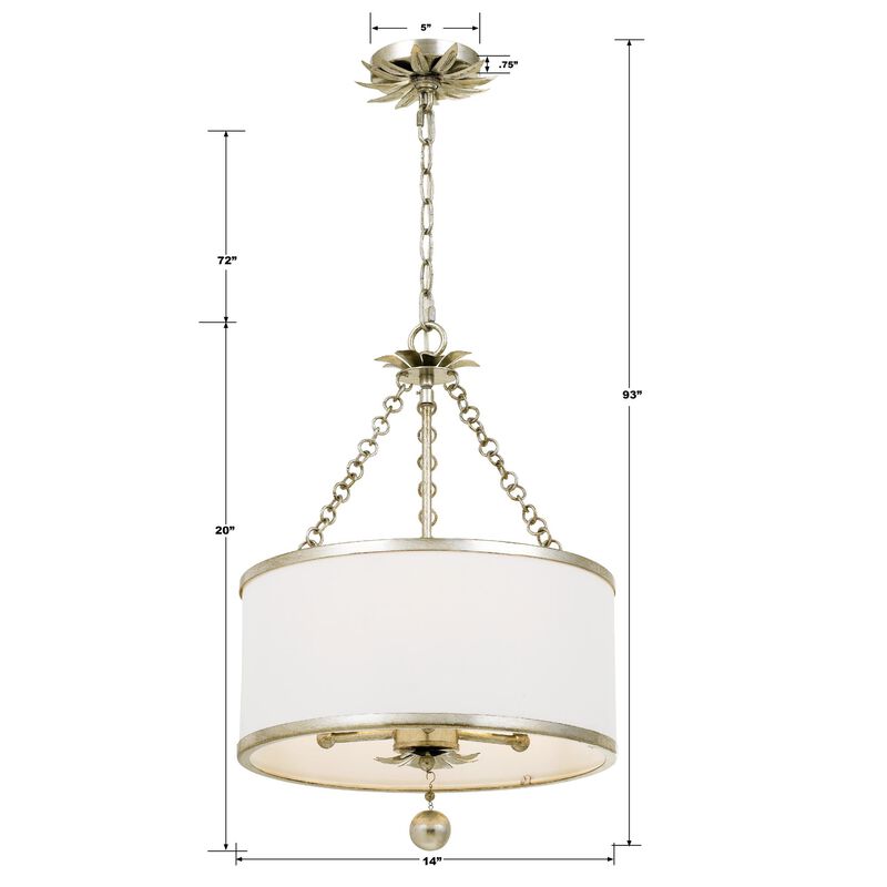 Broche 14 Inch 3 Light Mini Chandelier by Crystorama