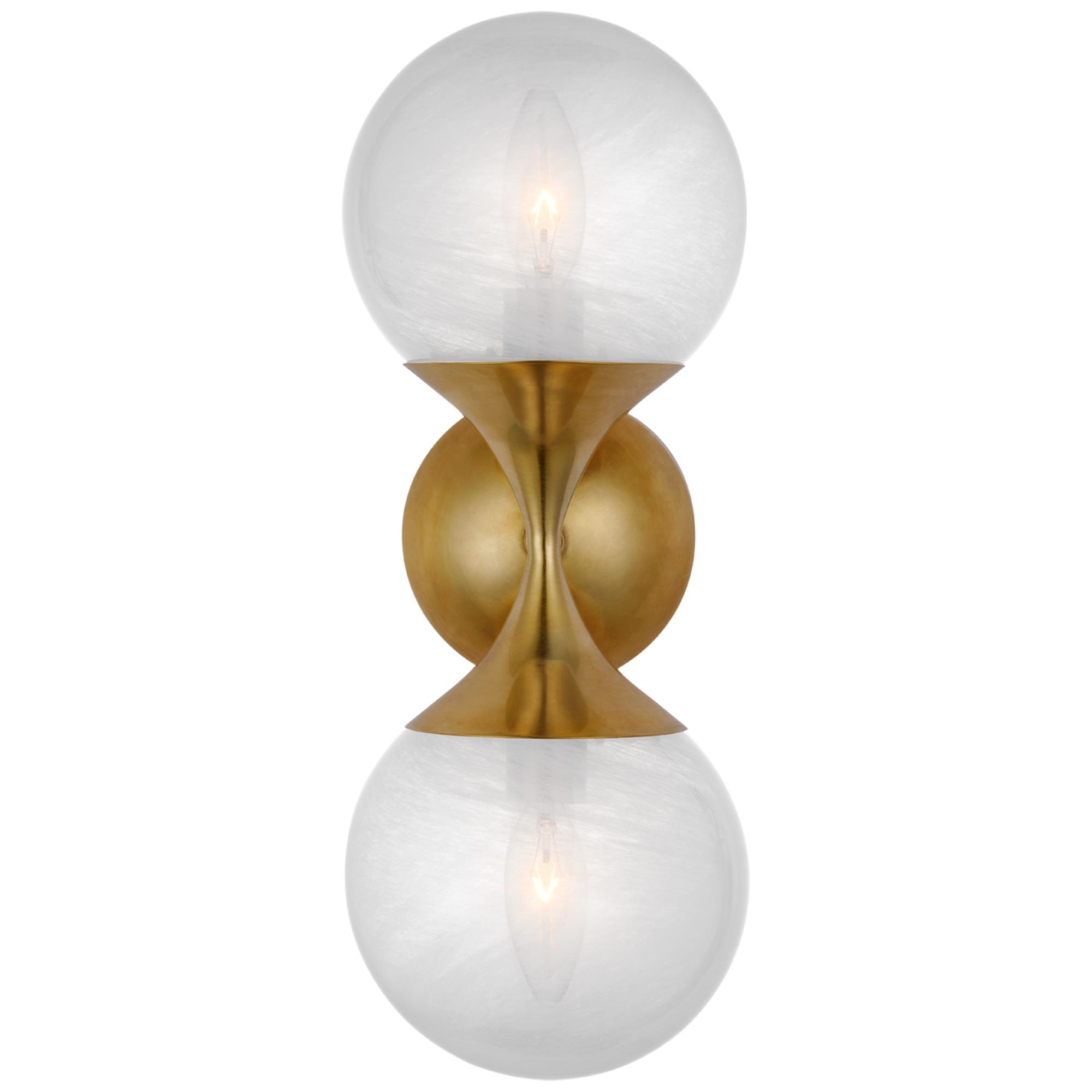 Shown in Hand-Rubbed Antique Brass finish and White glass and White Glass shade