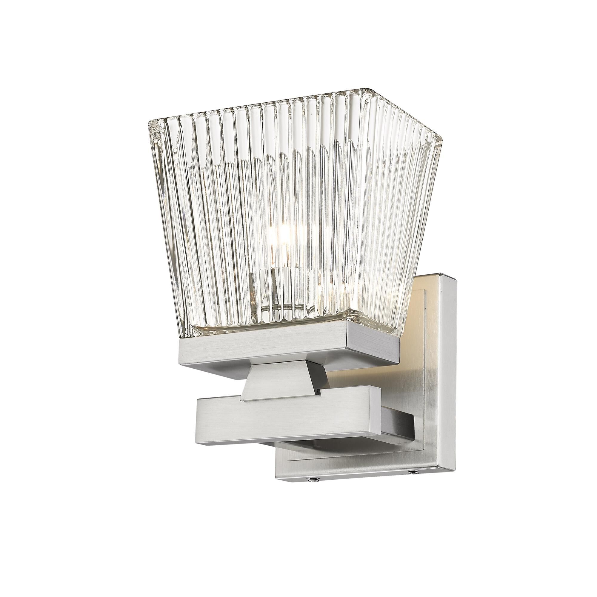 Shown in Brushed Nickel finish and Glass shade