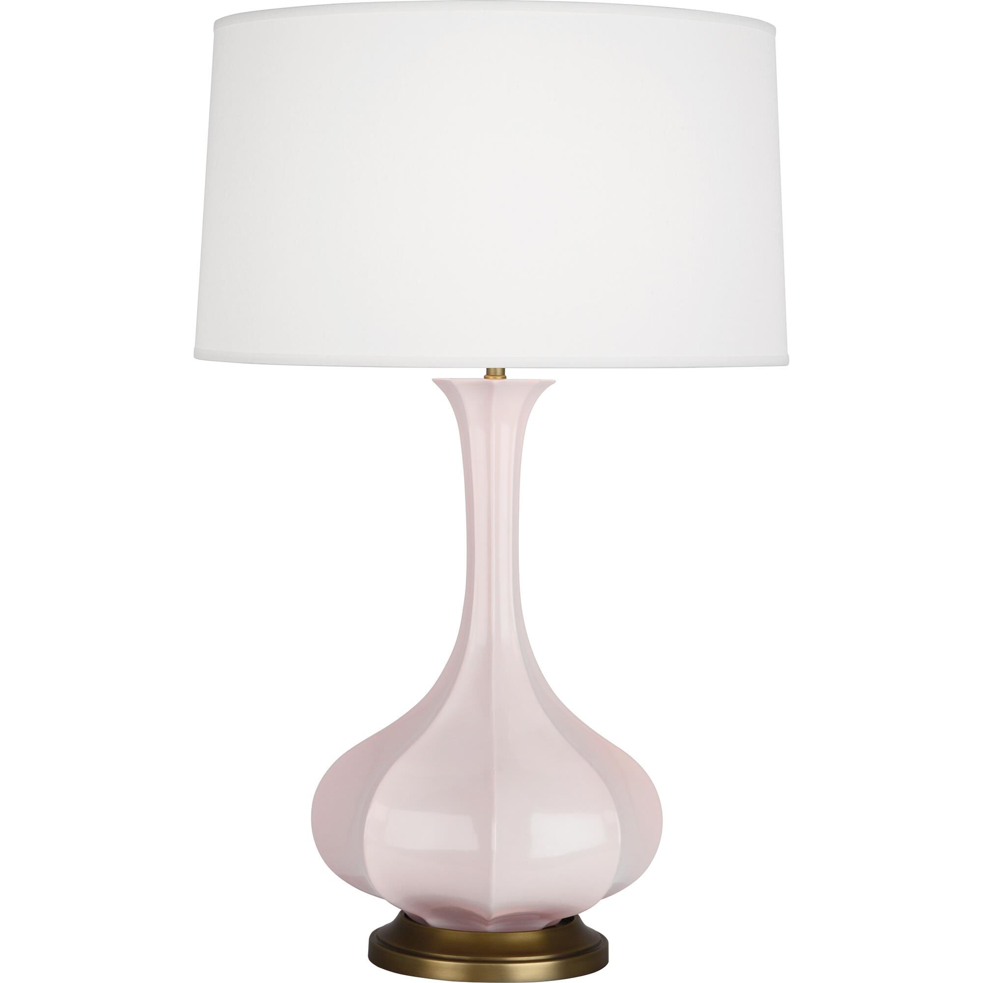 Shown in Rose Water Glazed finish and Pearl shade and Aged Brass accent