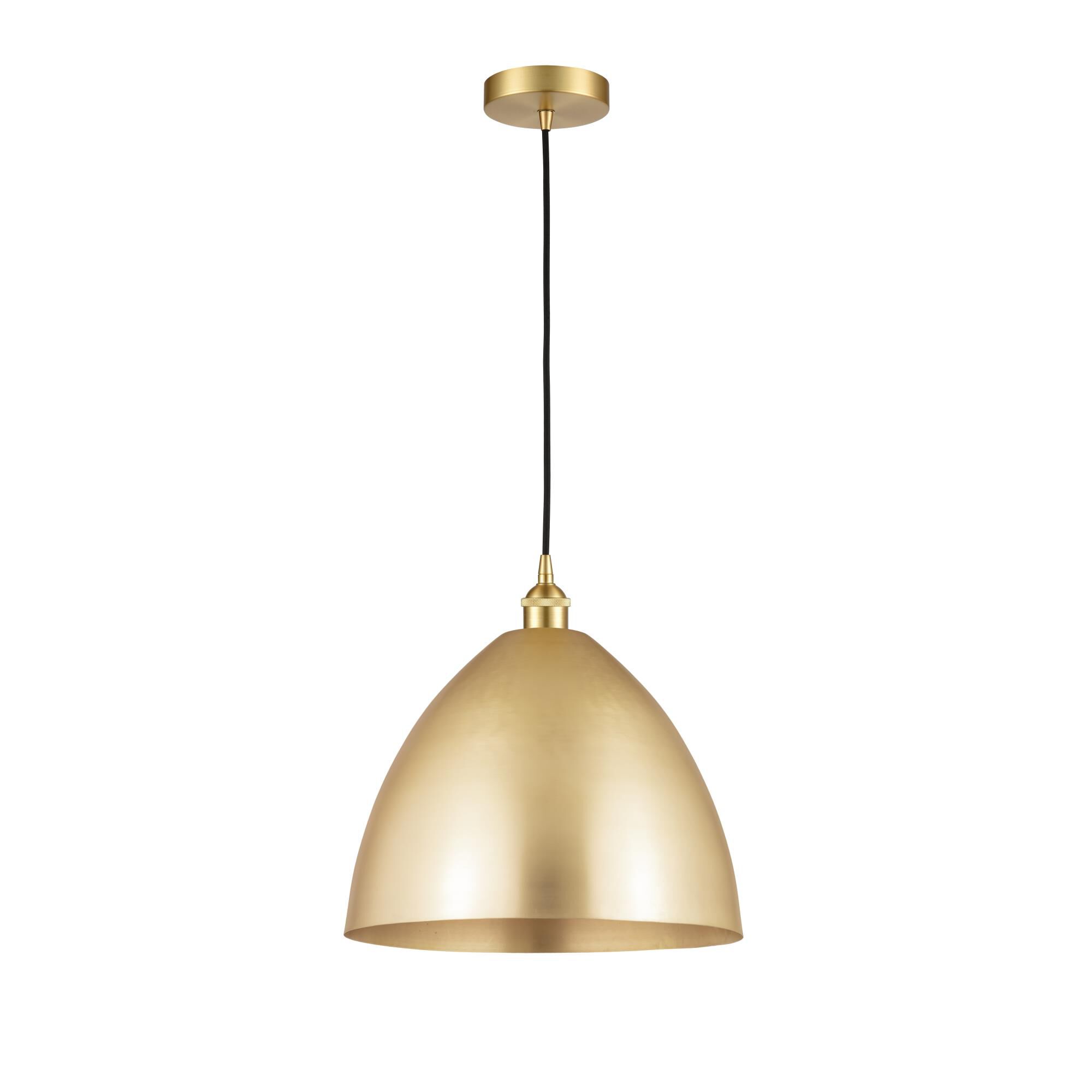 Shown in Satin Gold finish and Matte Black Edison Dome shade