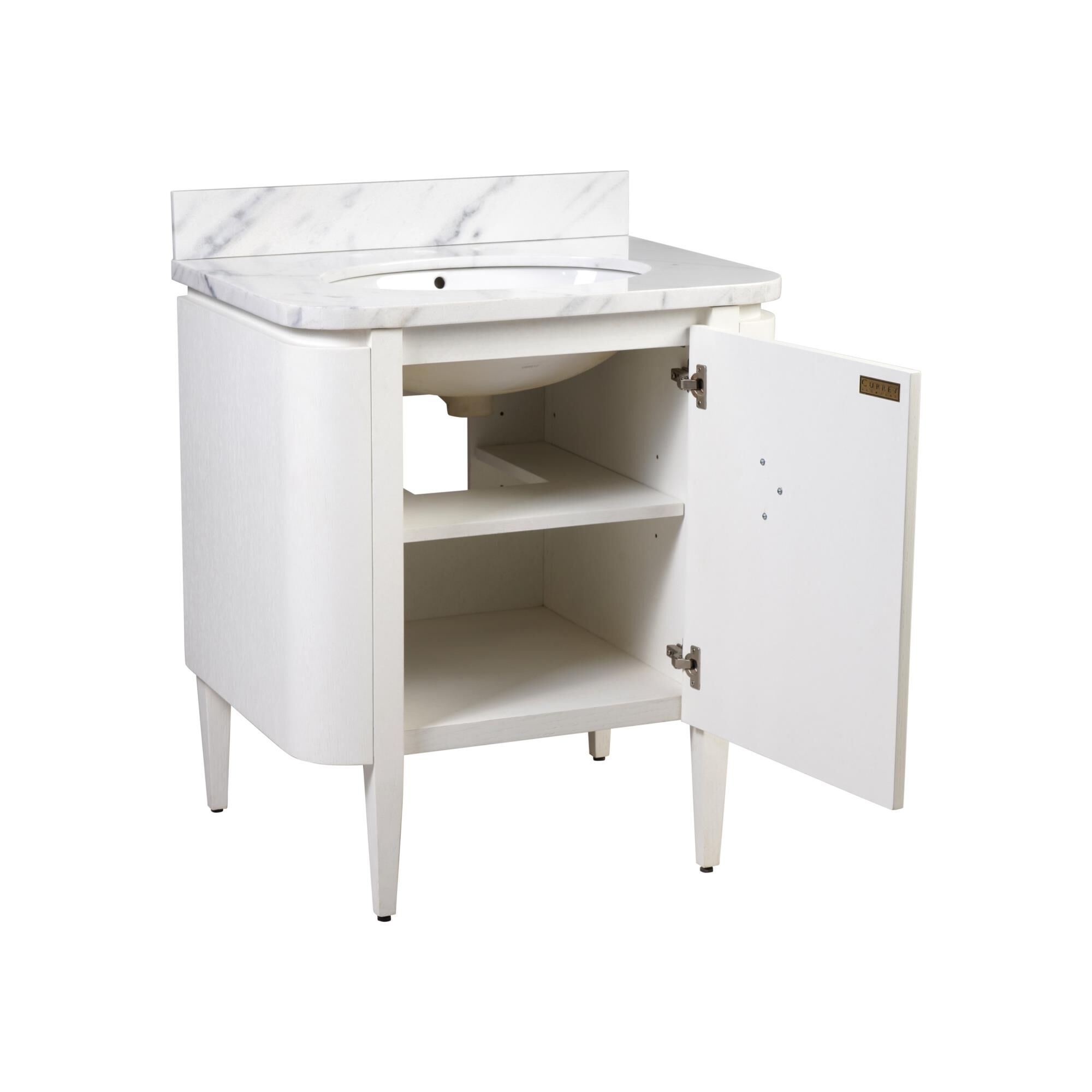 Shown in Cerused White, Natural, White, Polished Brass finish
