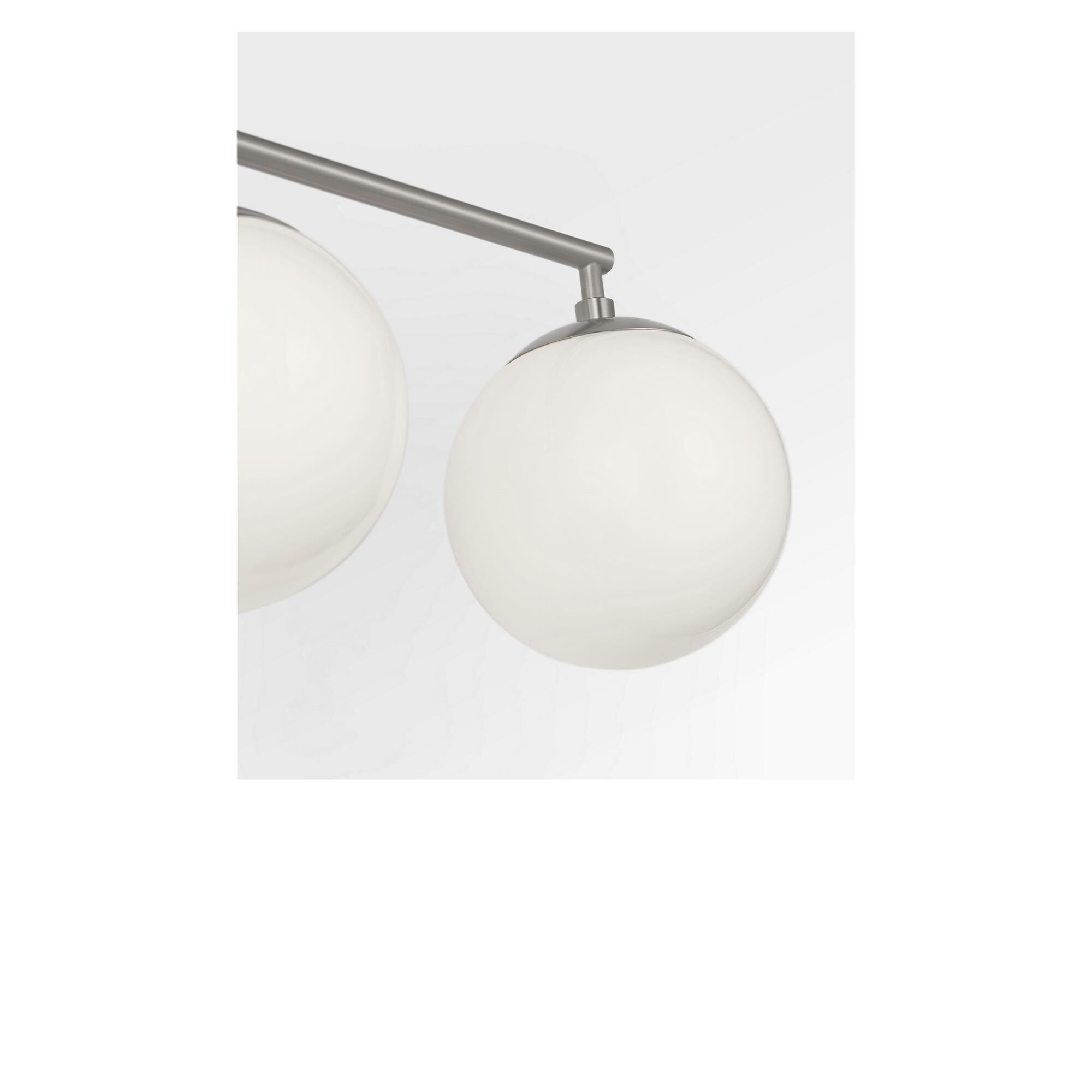 Shown in Brushed Nickel finish and Clear White glass