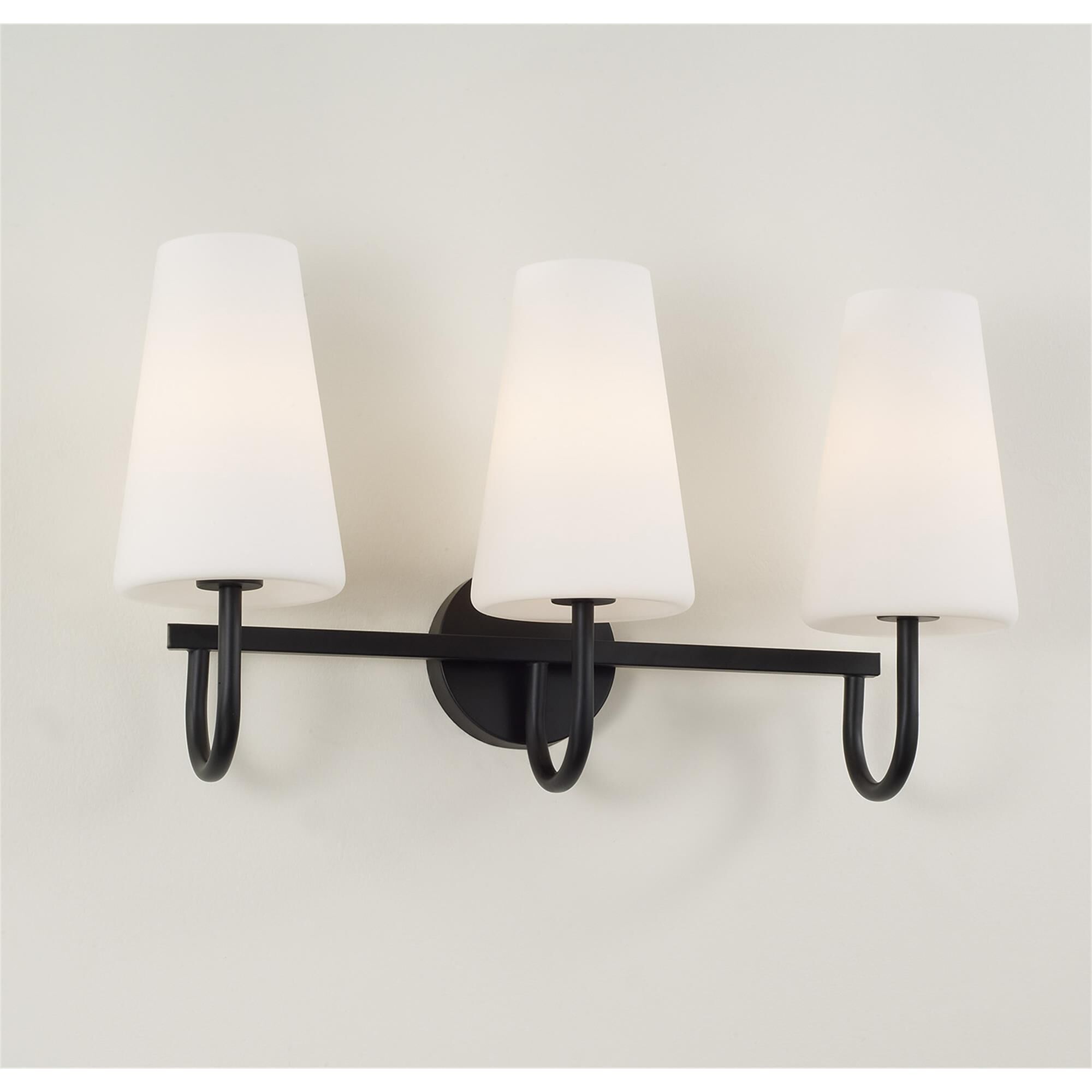 Shown in Matte Black finish and Soft White glass