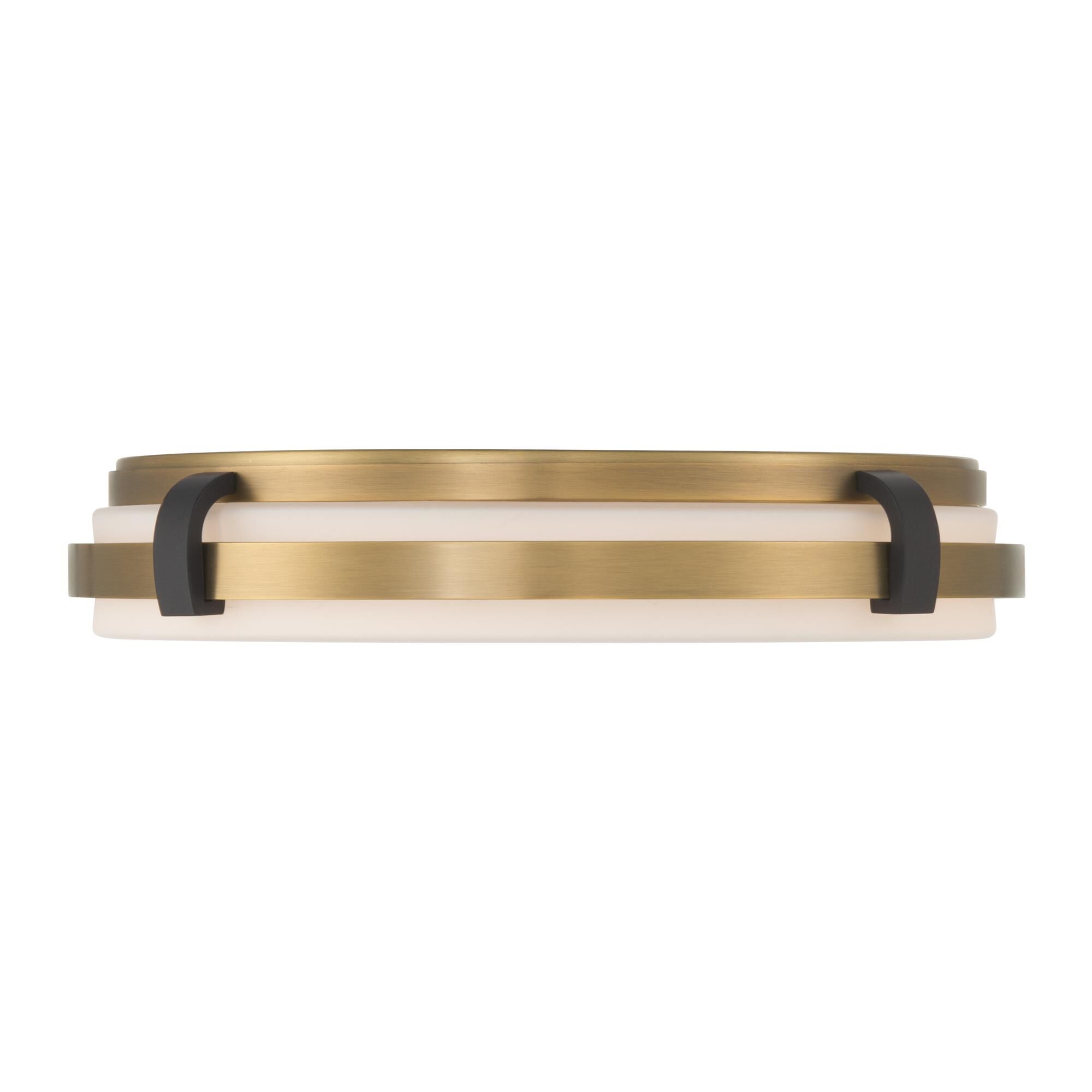 Shown in Legacy Brass and Dark Matte Black finish and Etched Opal glass
