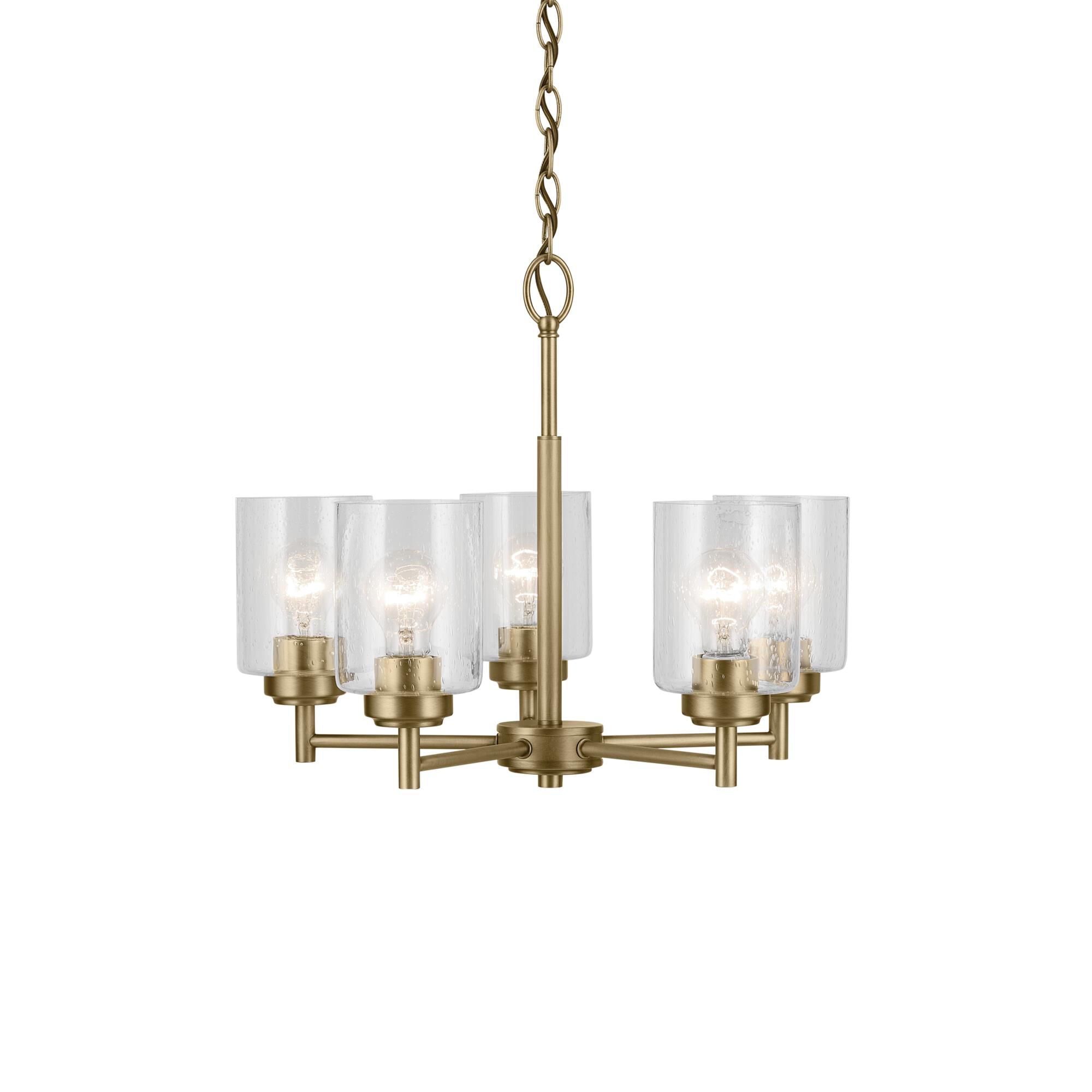 Shown in Natural Brass finish and Clear Seeded glass