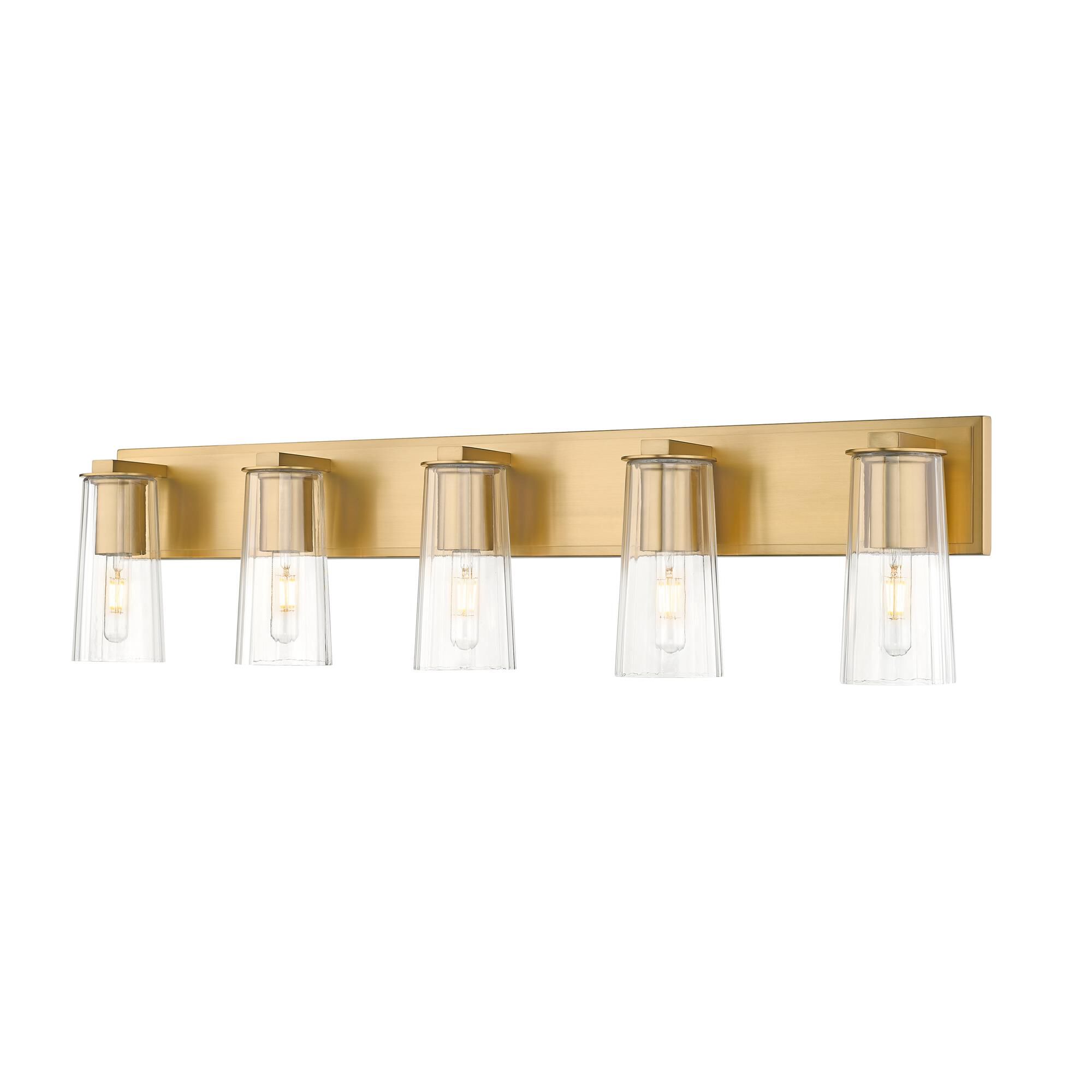 Shown in Modern Gold finish and Clear glass and Clear shade