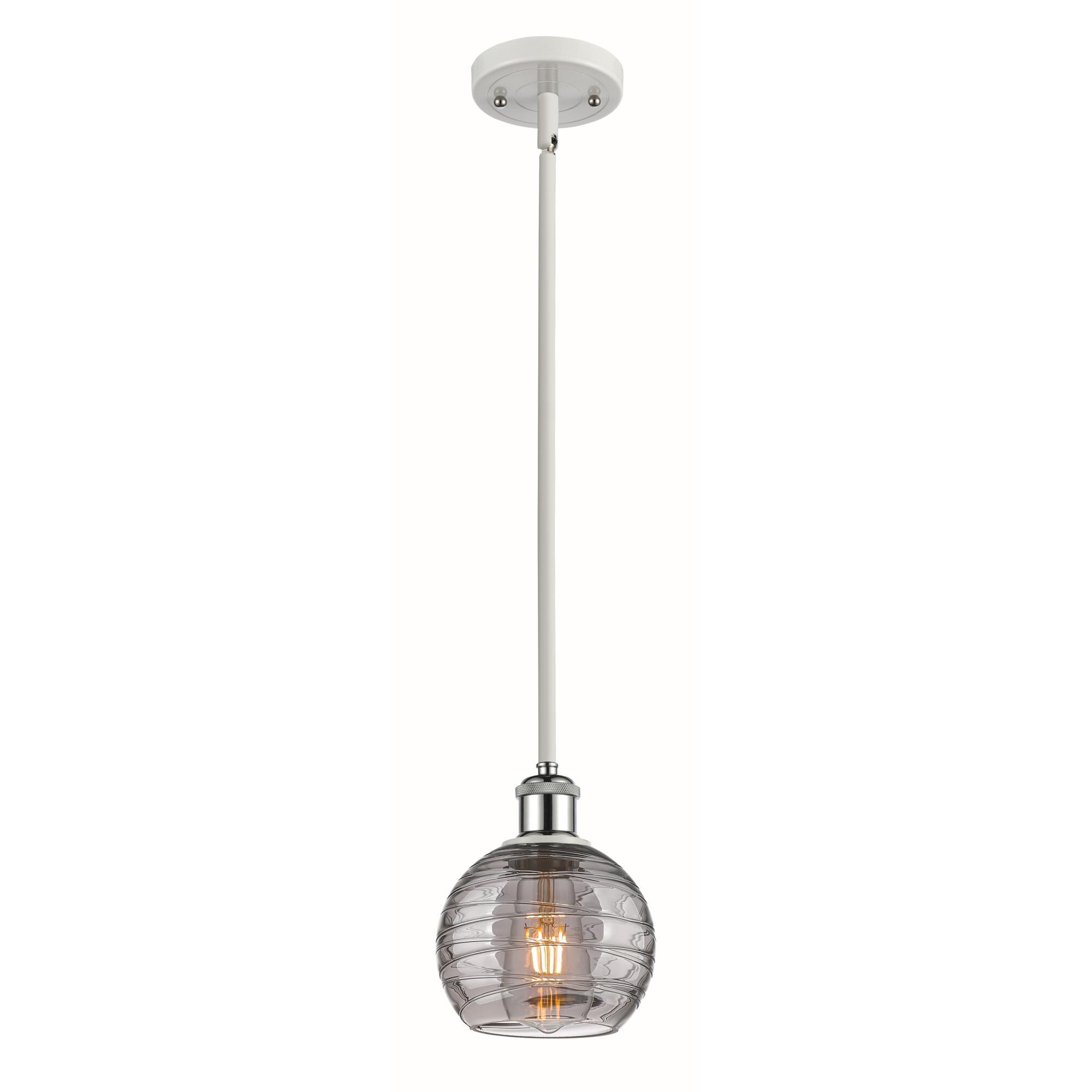 Shown in White Polished Chrome finish and Light Smoke Deco Swirl glass