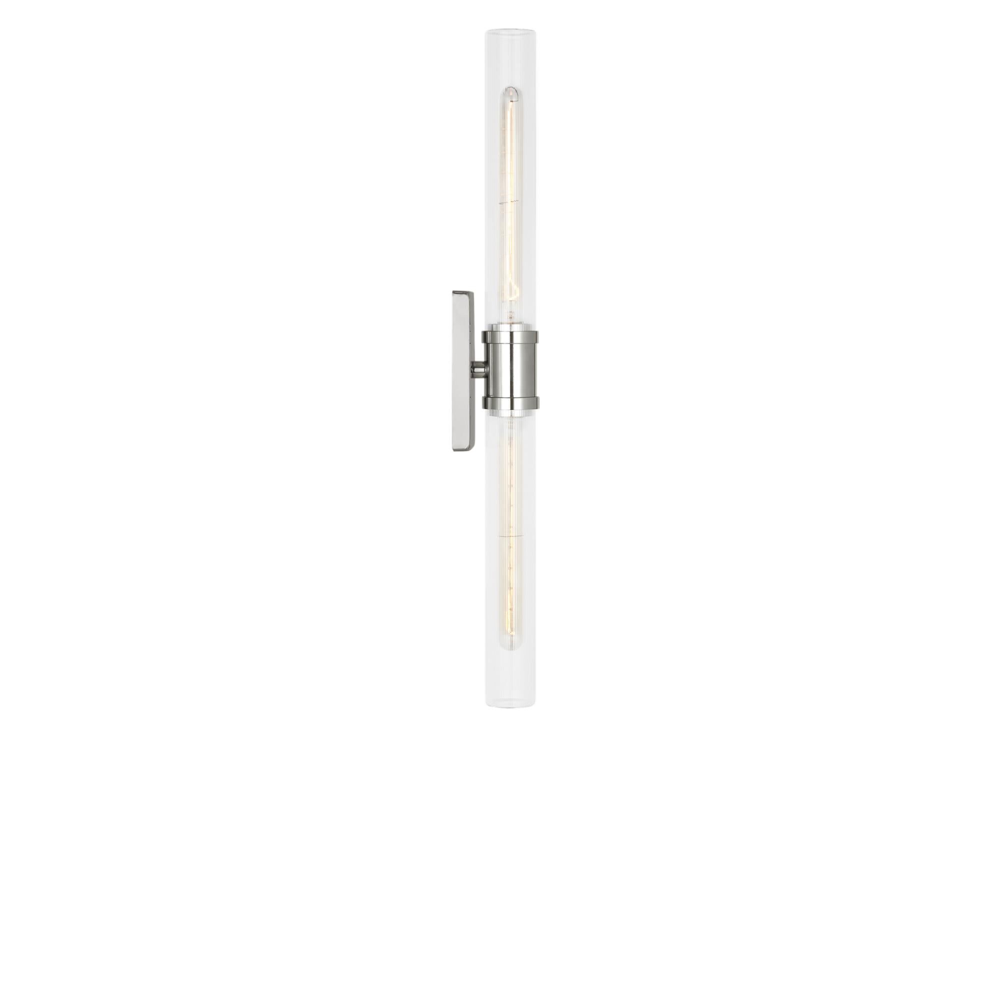 Shown in Chrome finish and Clear Fluted glass