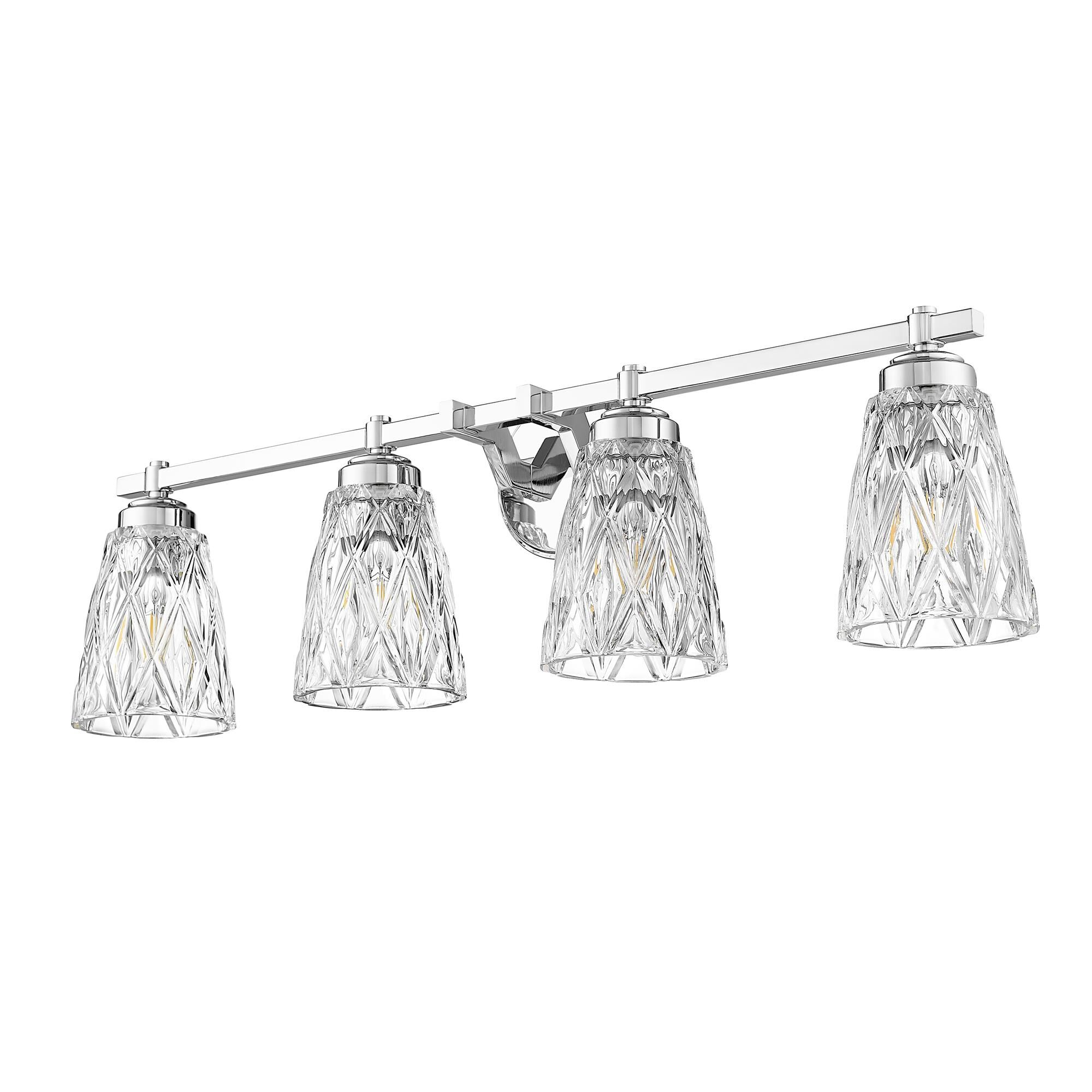 Shown in Chrome finish and Clear glass