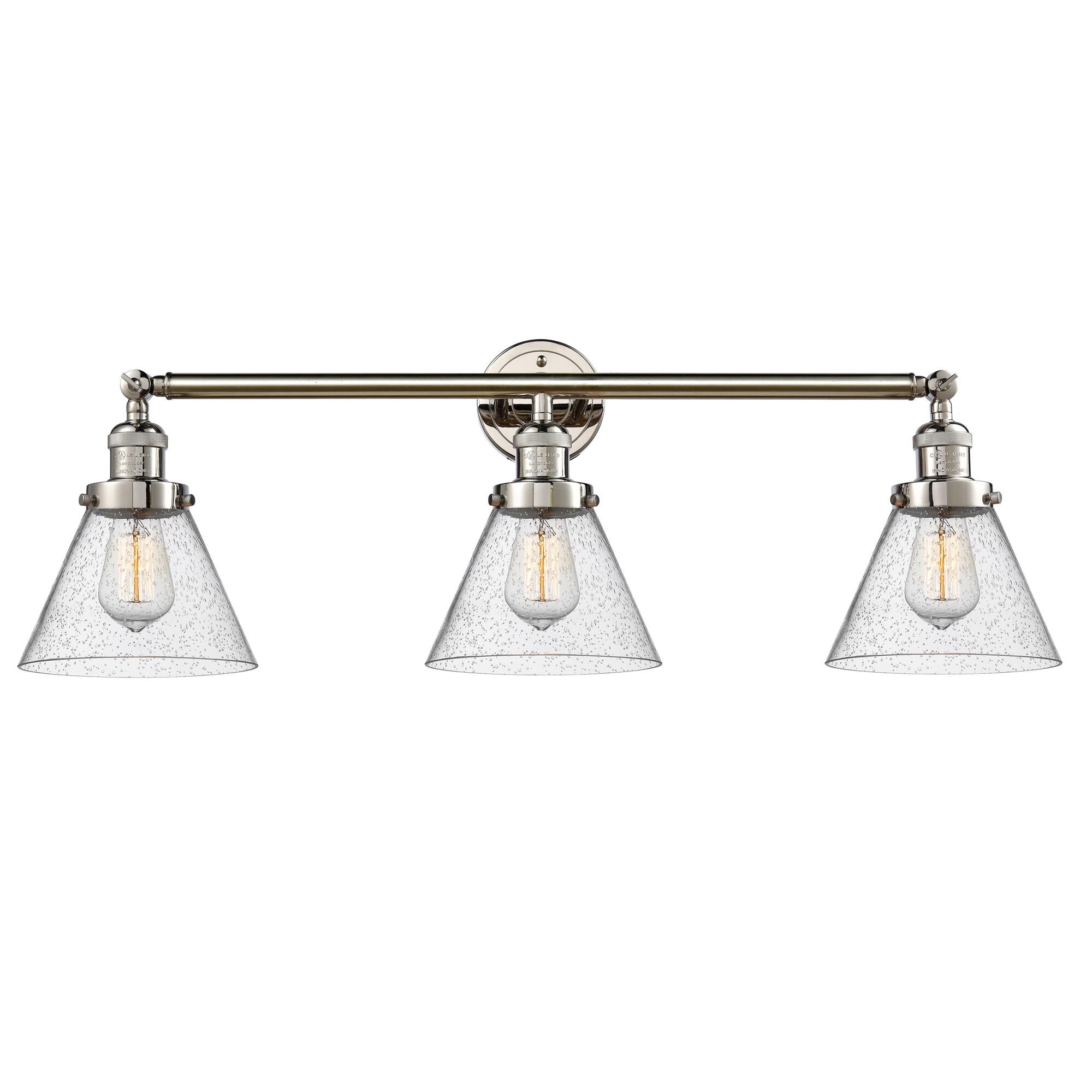 Shown in Polished Nickel finish and Seedy glass