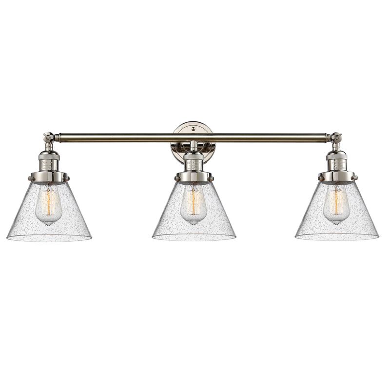 Bruno Marashlian Large Cone 32 Inch 3 Light Bath Vanity Light by Innovations Lighting