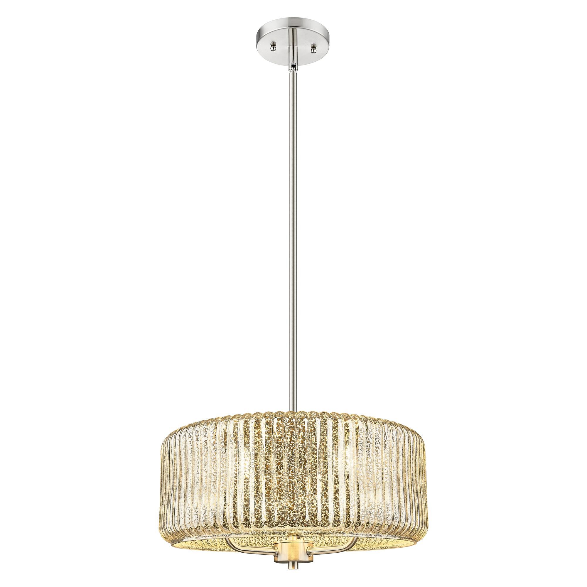 Shown in Brushed Satin Nickel finish and Mercury glass