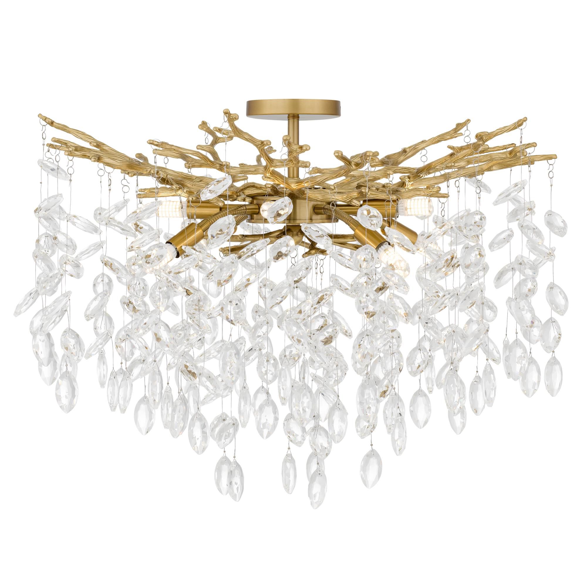 Shown in Brushed Gold finish and Crystal Glass shade