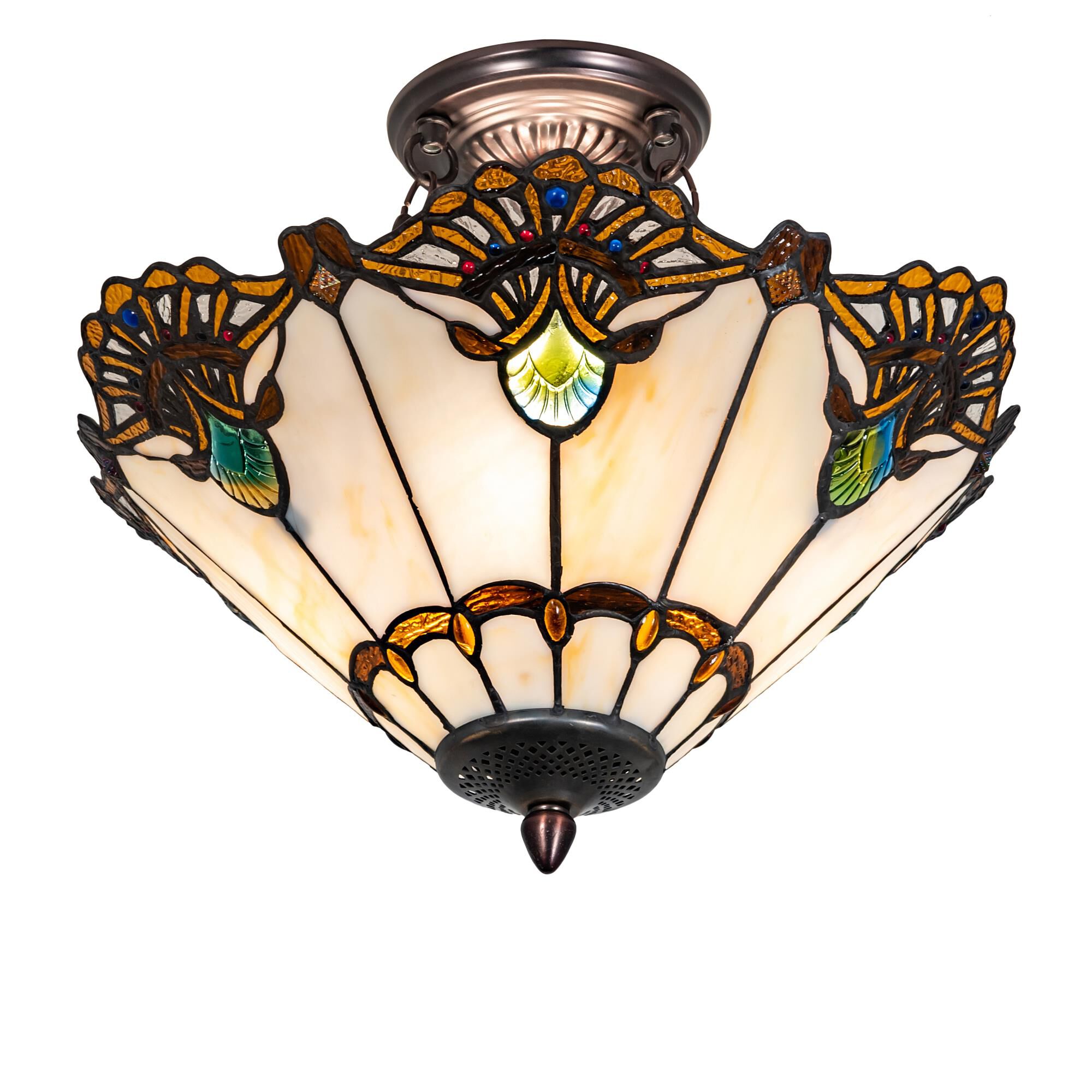 Shell With Jewels 16 Inch 3 Light Semi Flush Mount by Meyda Lighting