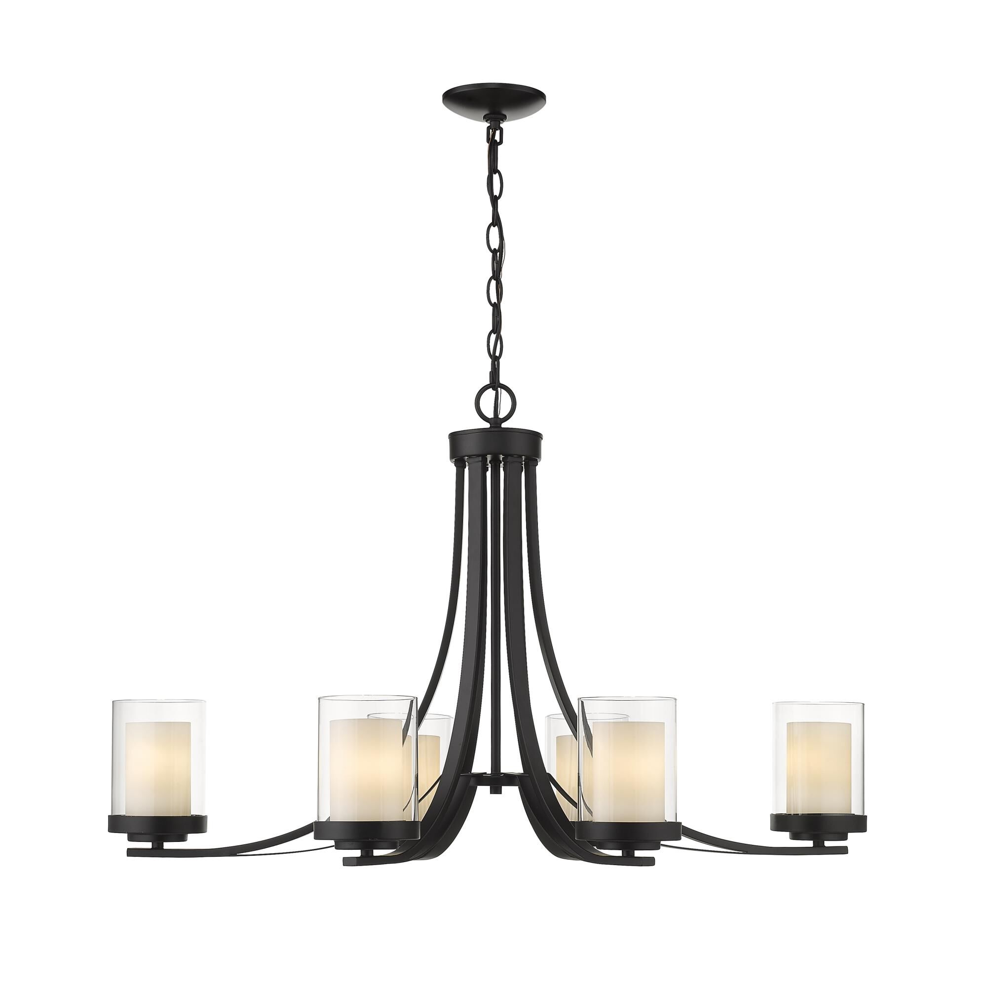 Shown in Matte Black finish and Glass shade