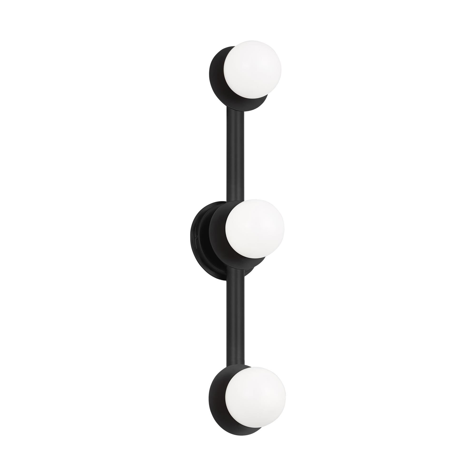 Shown in Midnight Black finish and Milk glass