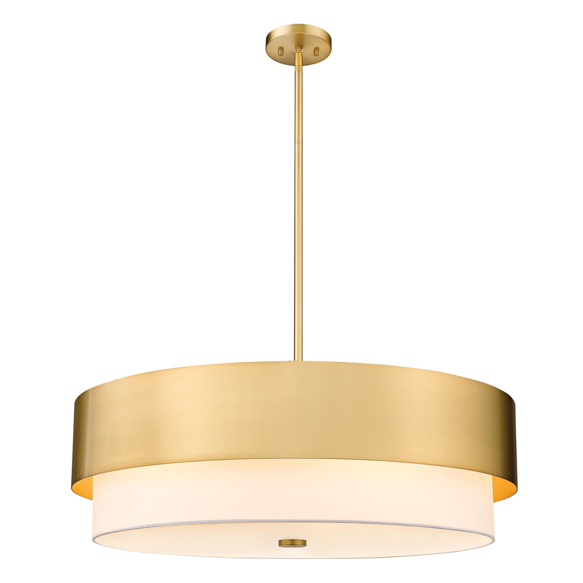 Shown in Modern Gold finish and White glass