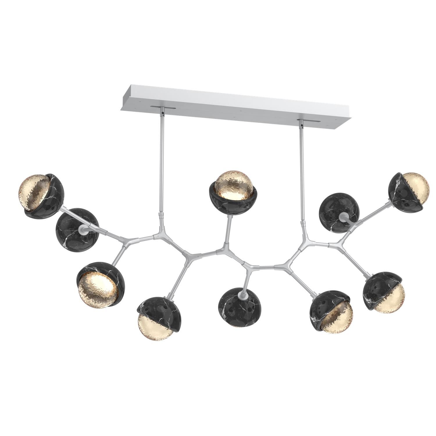 Shown in Classic Silver finish and Amber glass and Black Marble accent