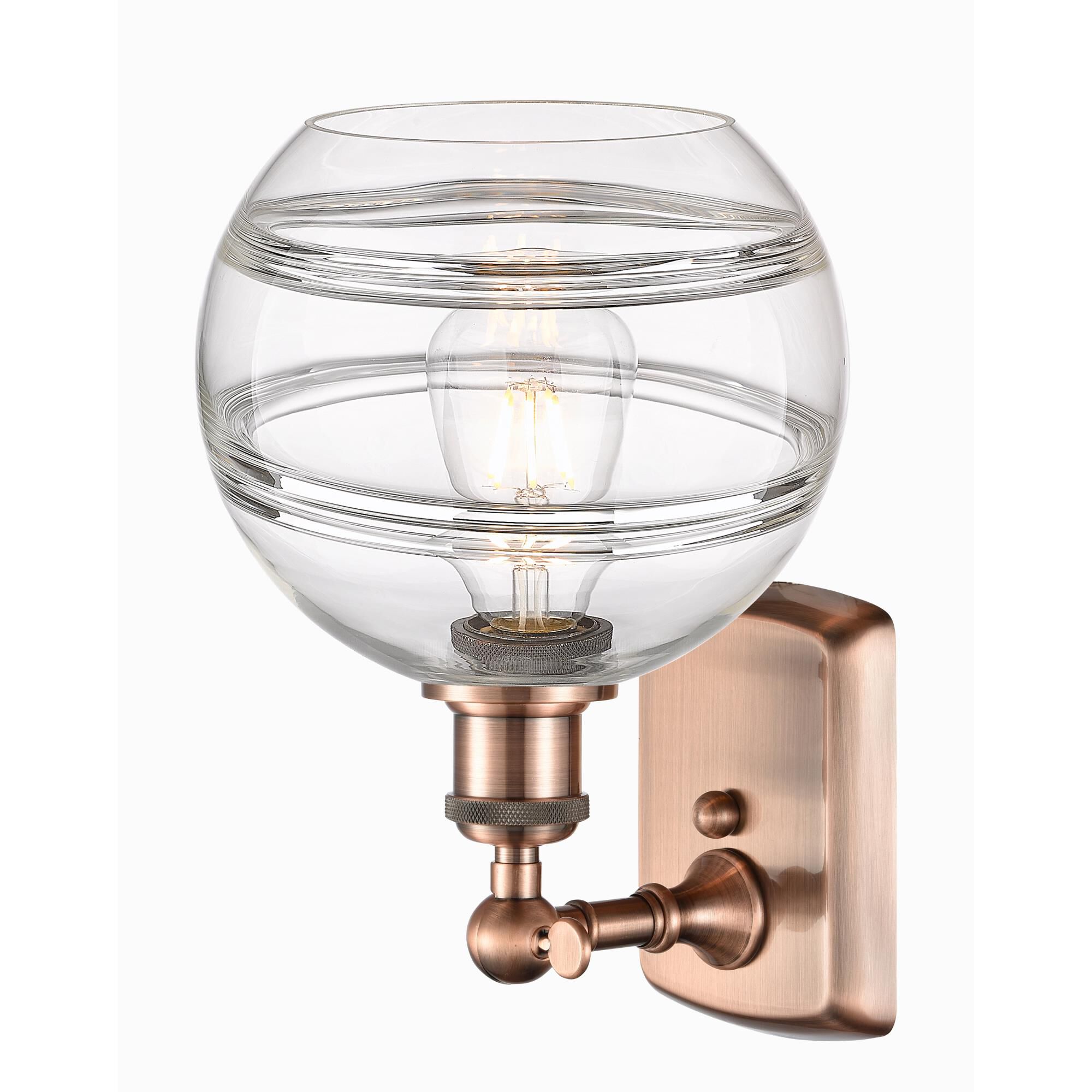 Shown in Antique Copper finish and Clear glass