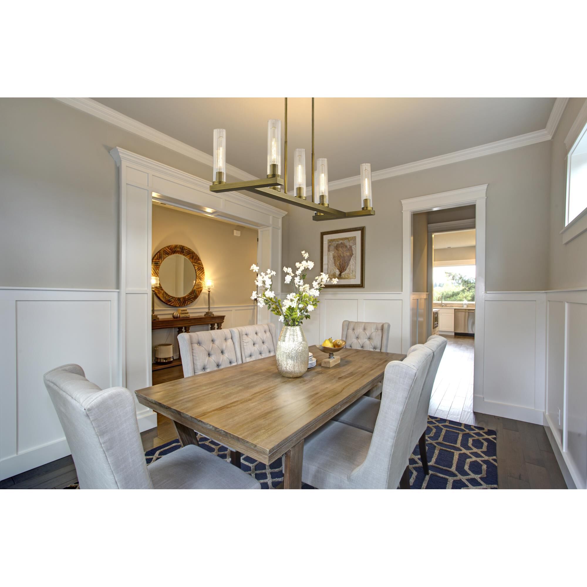 Shown in Rubbed Brass finish and Clear glass and No Shade shade