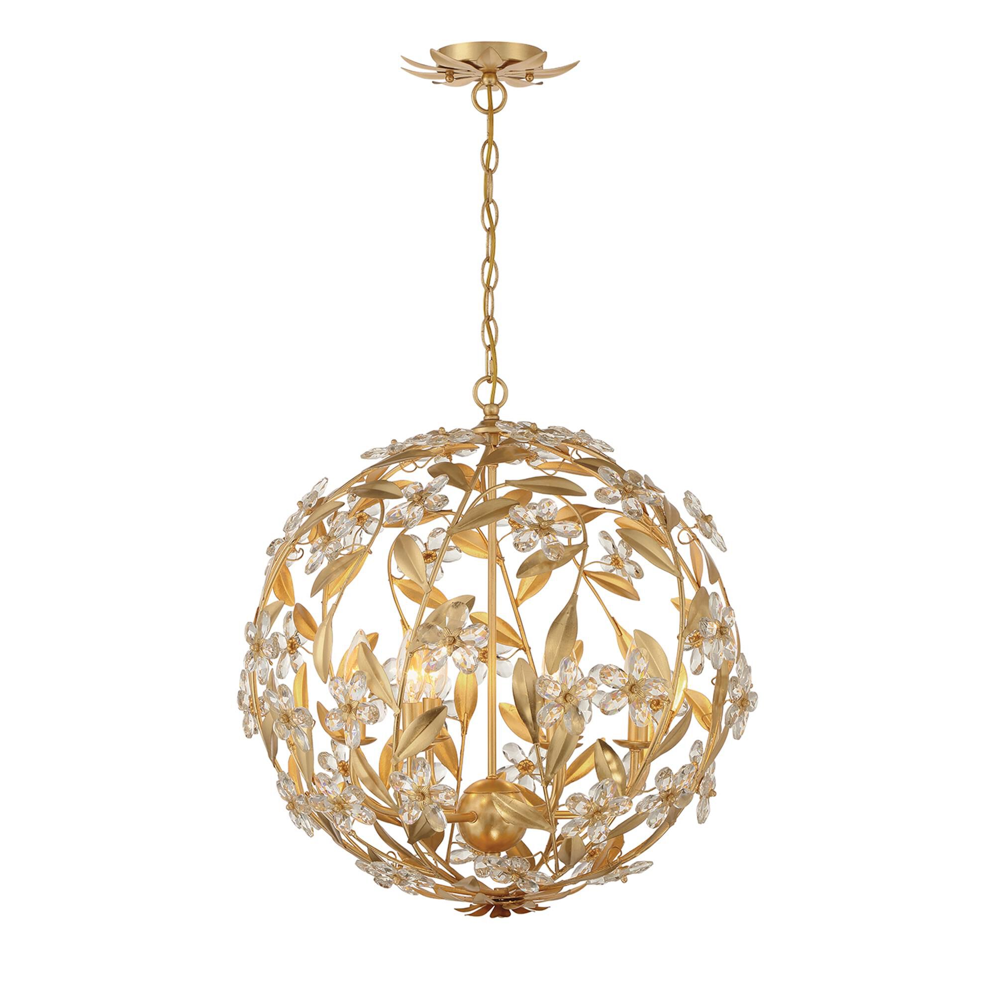 Shown in Antique Gold finish and Hand Cut crystal