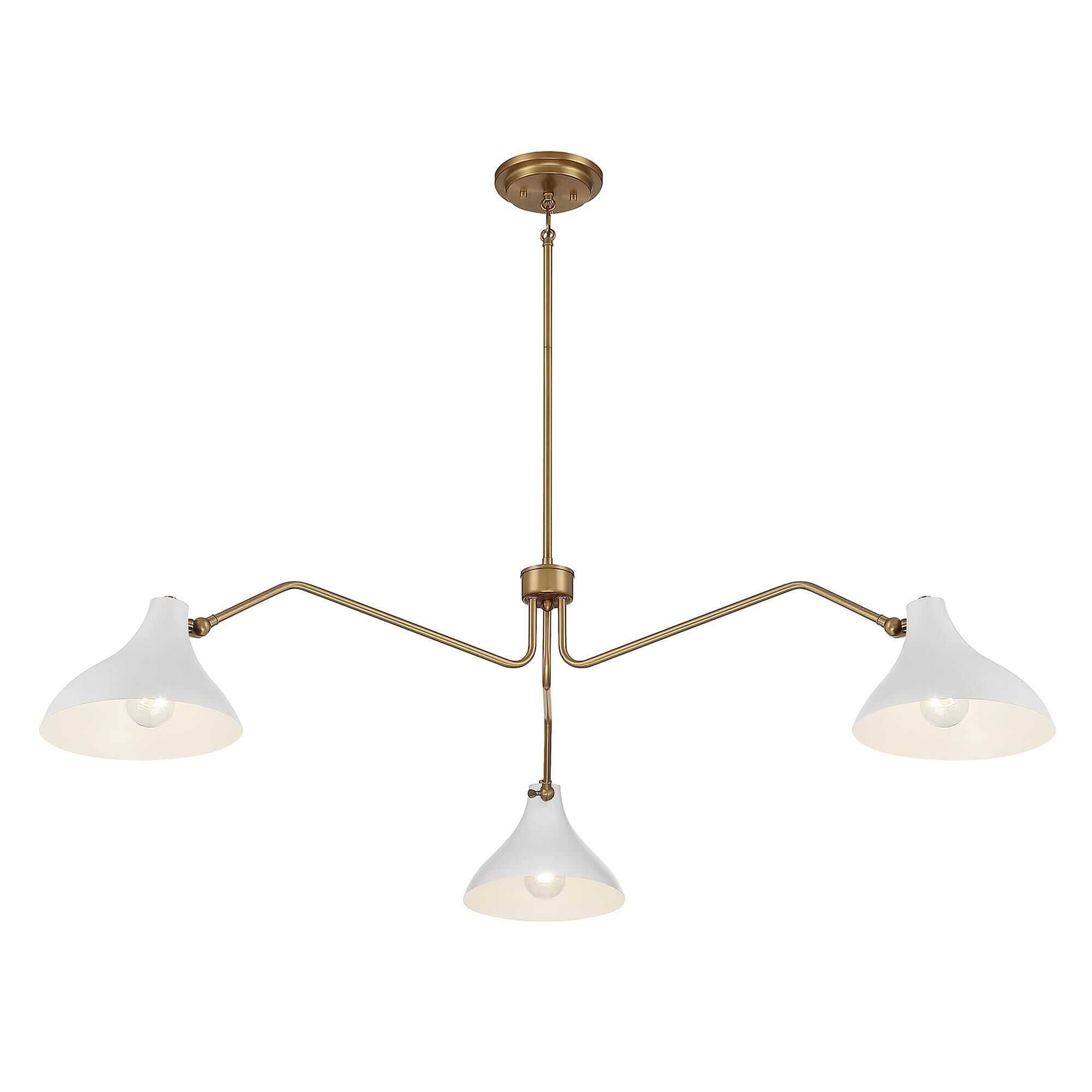 Shown in White with Natural Brass finish and White Metal shade