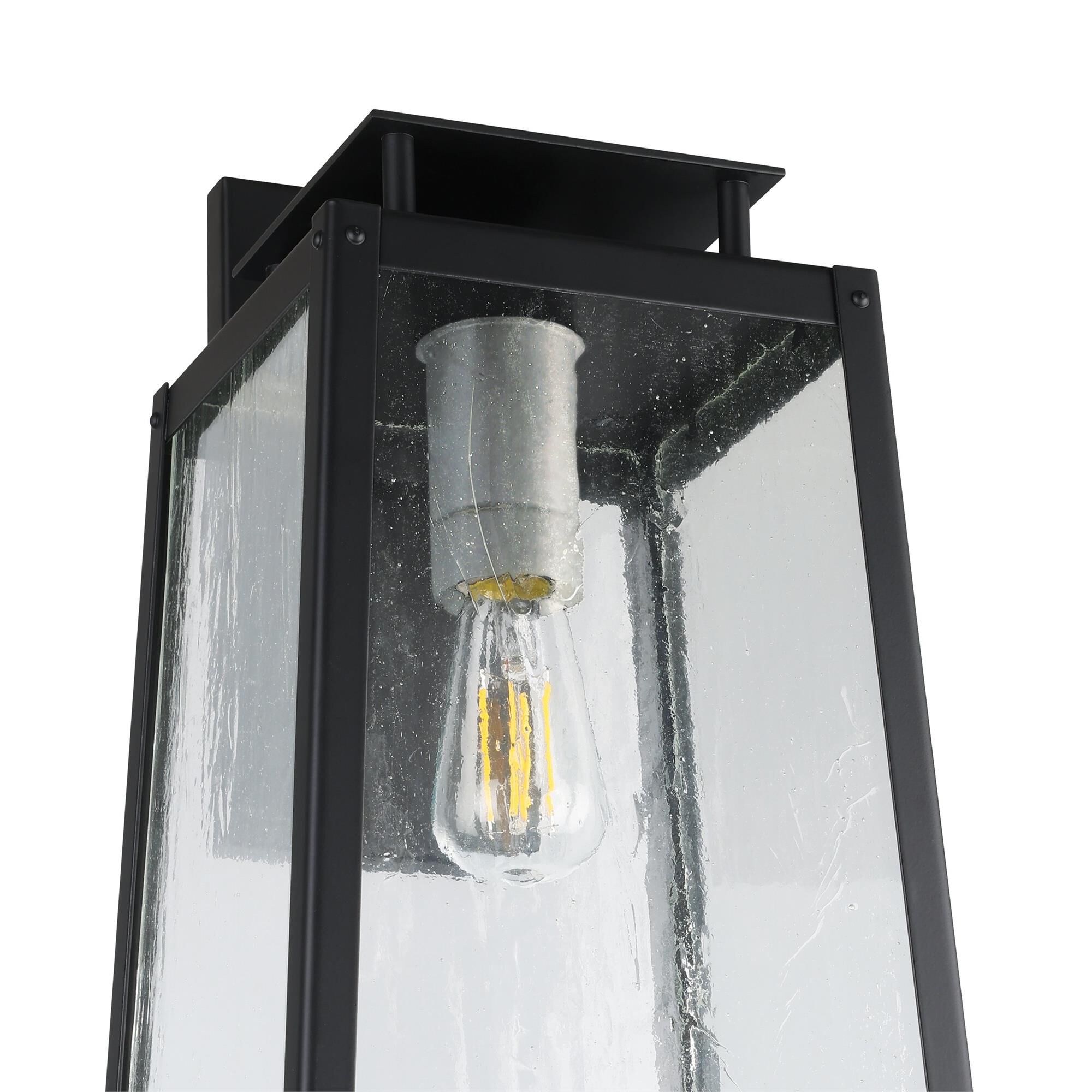 Shown in Matte Black finish and Clear Antique glass