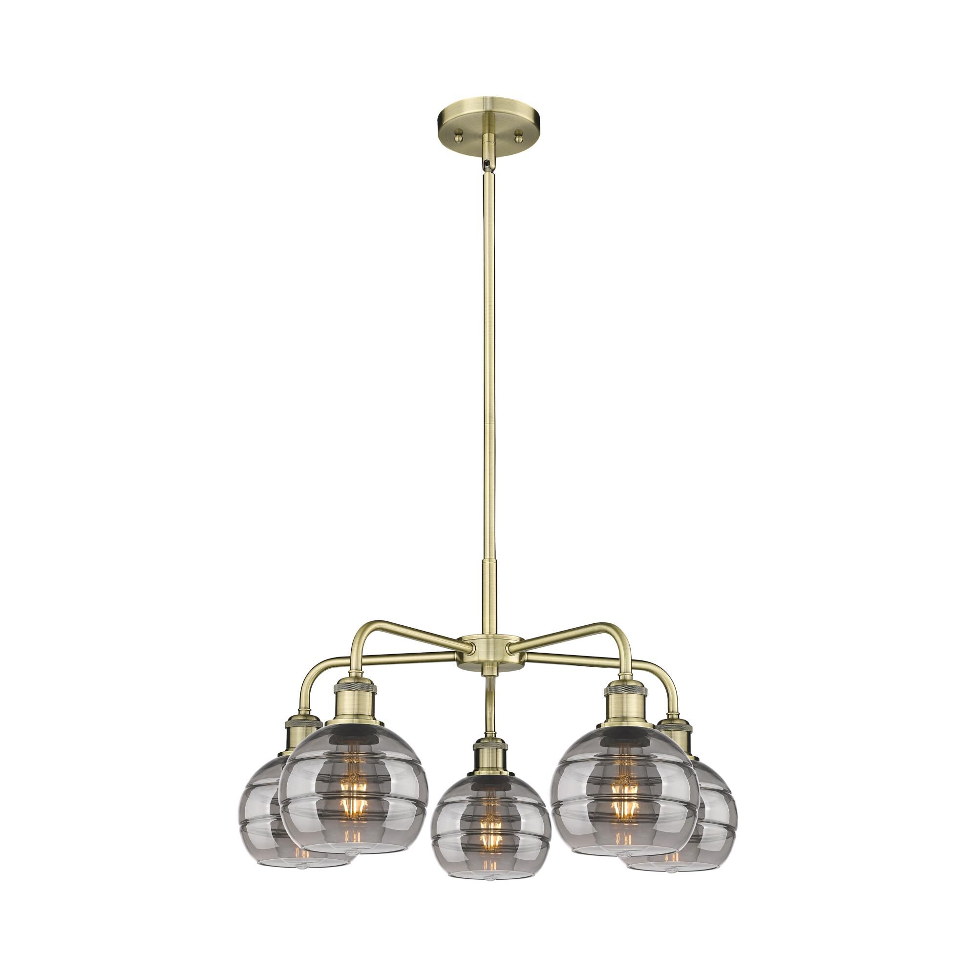 Shown in Antique Brass finish and Light Smoke glass