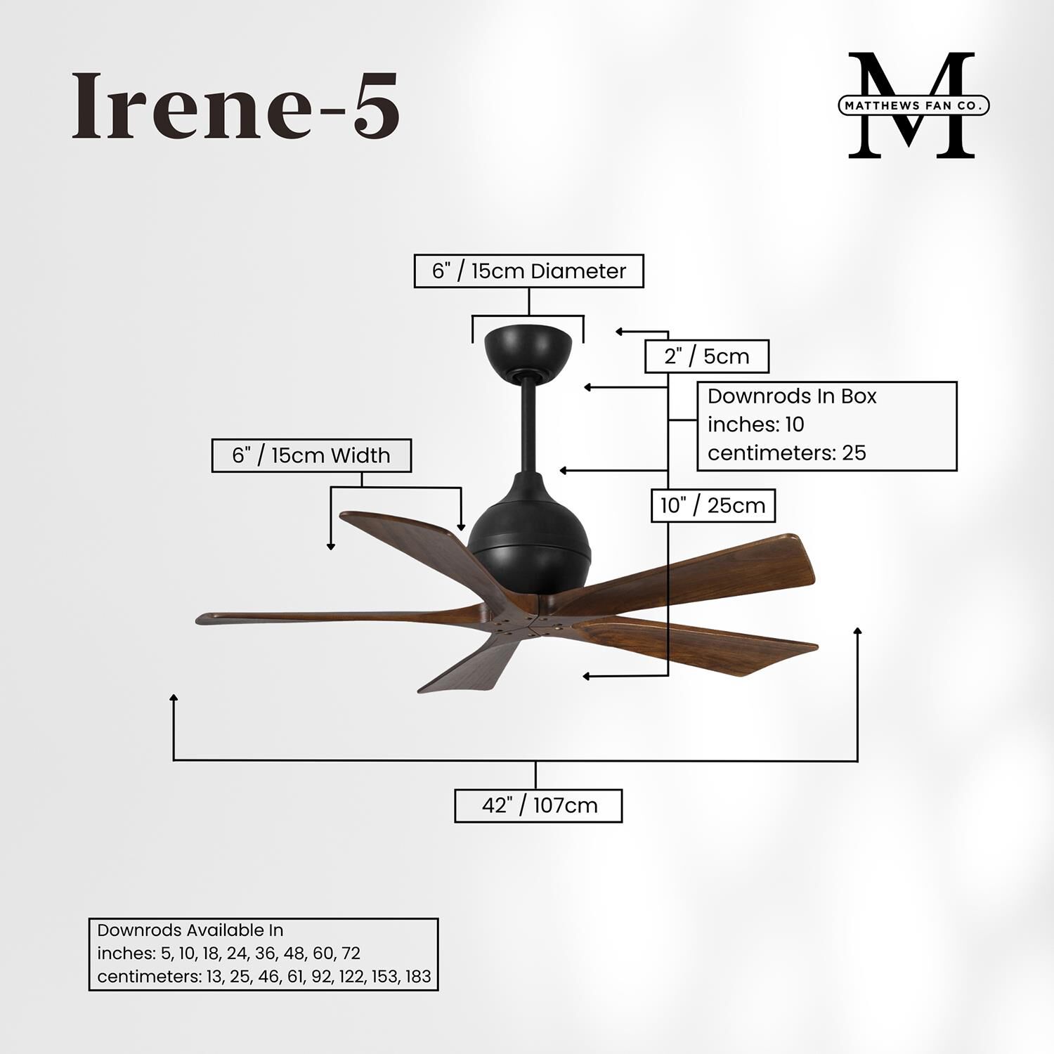 Irene 42 Inch 5 Blade Ceiling Fan by Matthews Fan Company