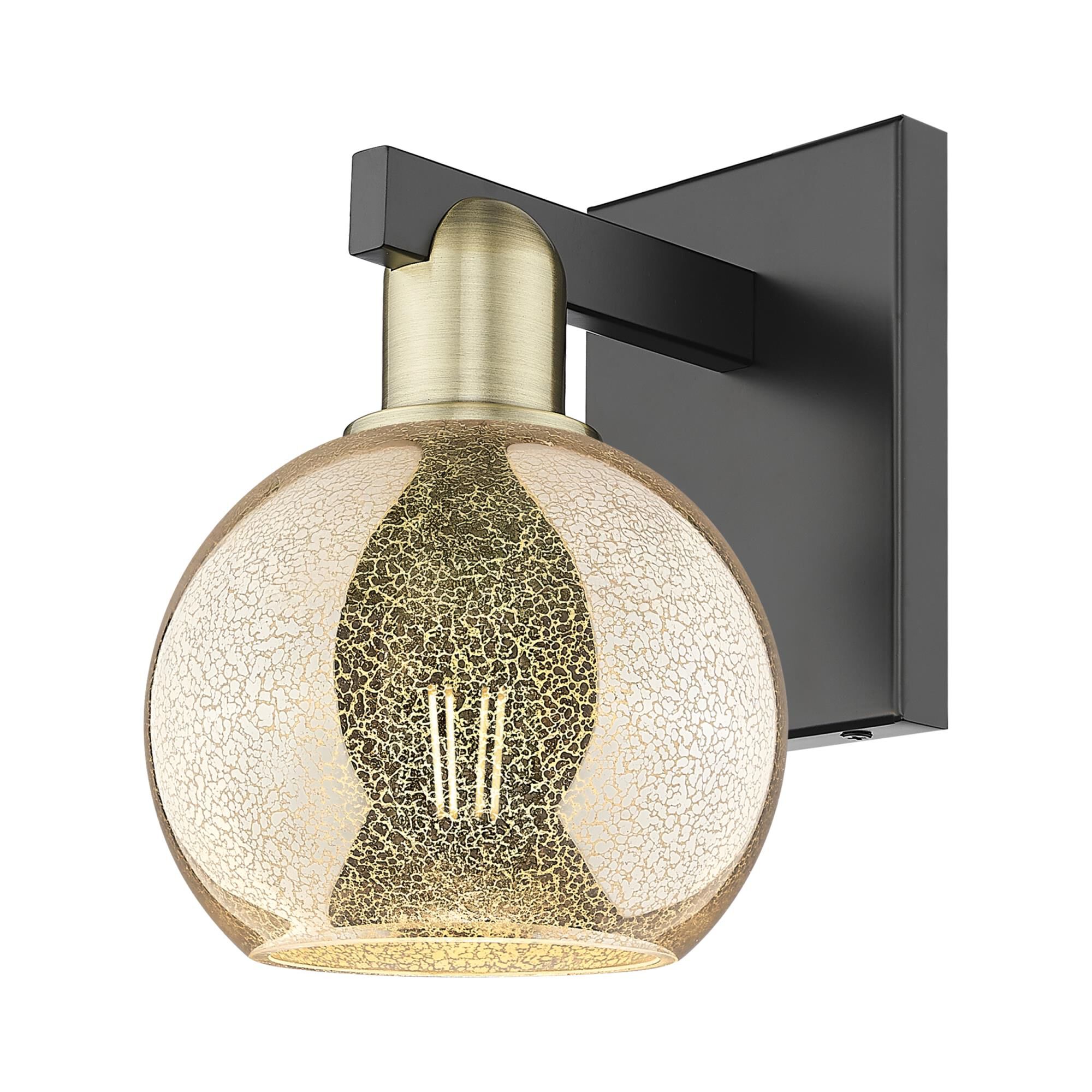 Shown in Black Antique Brass finish and Mercury glass