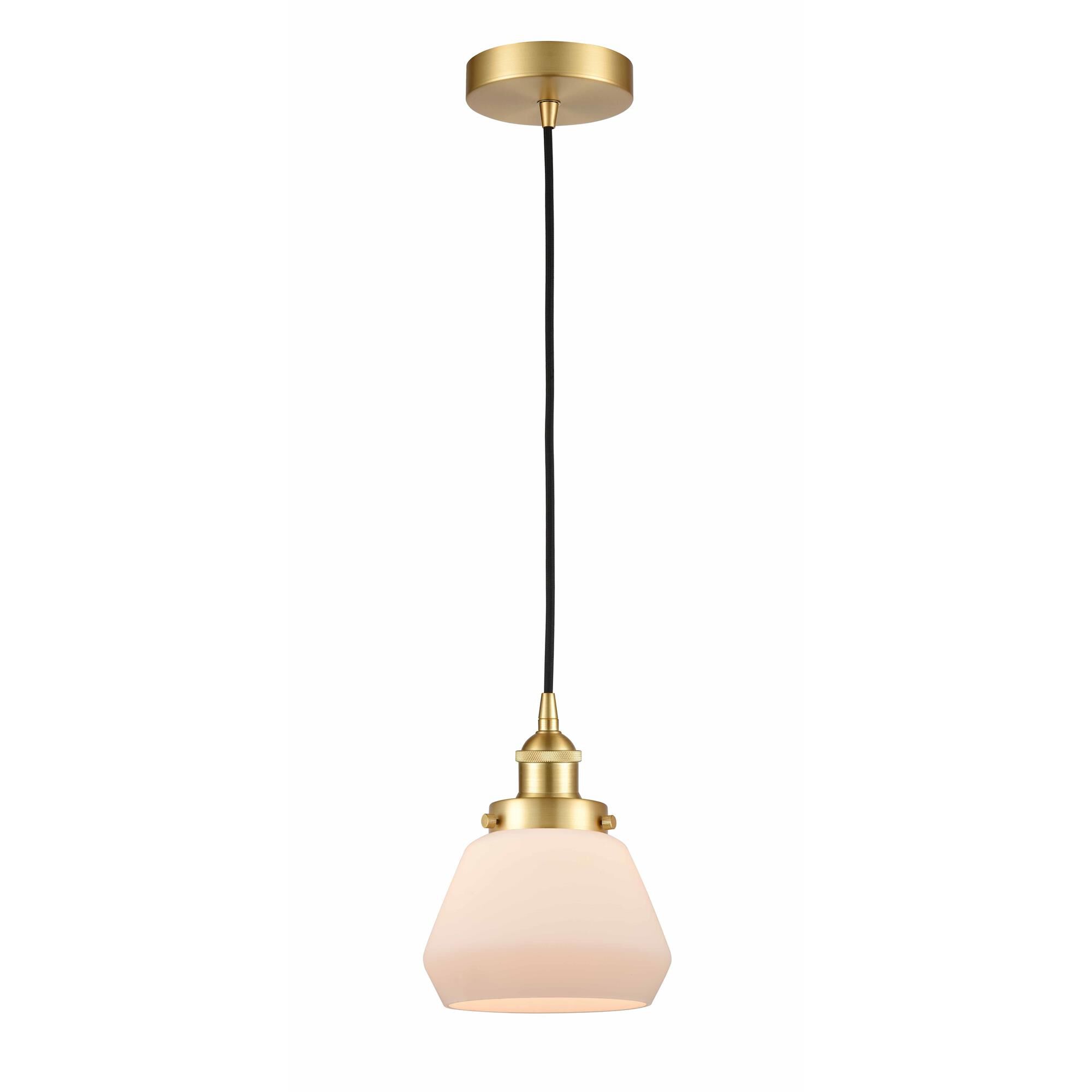 Shown in Satin Gold finish and Matte White Cased Fulton glass